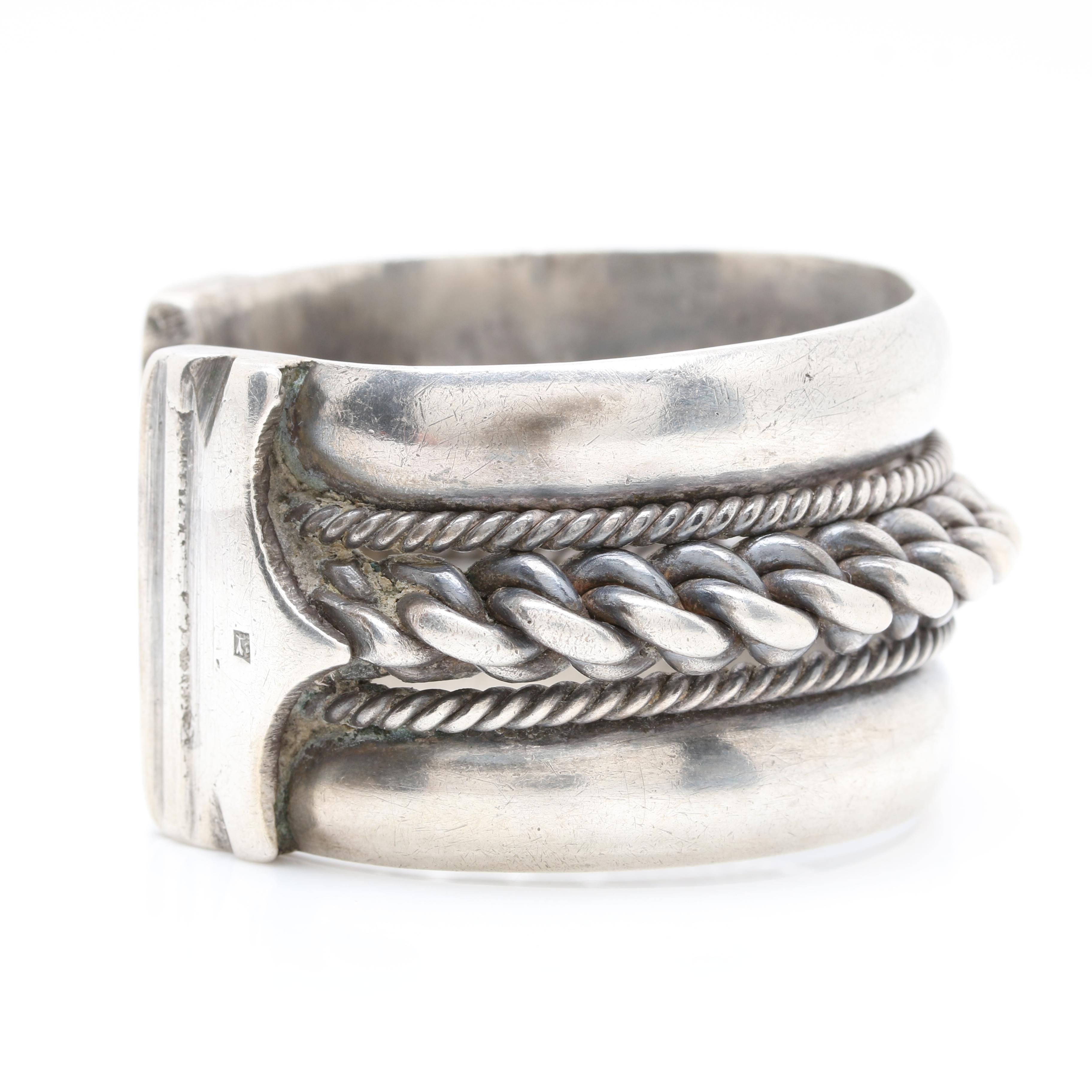 Vintage Egyptian 800 Silver Cuff Bracelet