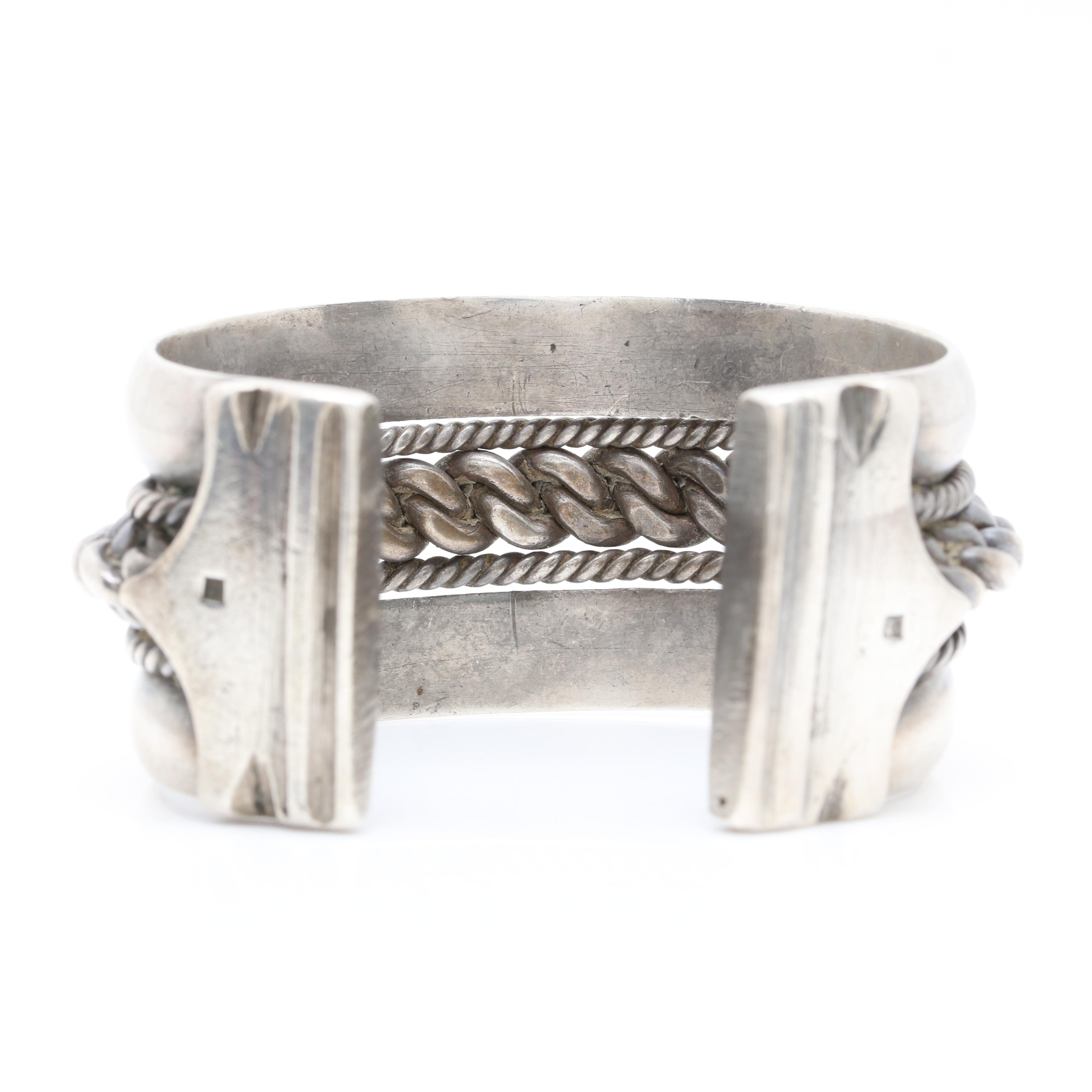 Vintage Egyptian 800 Silver Cuff Bracelet