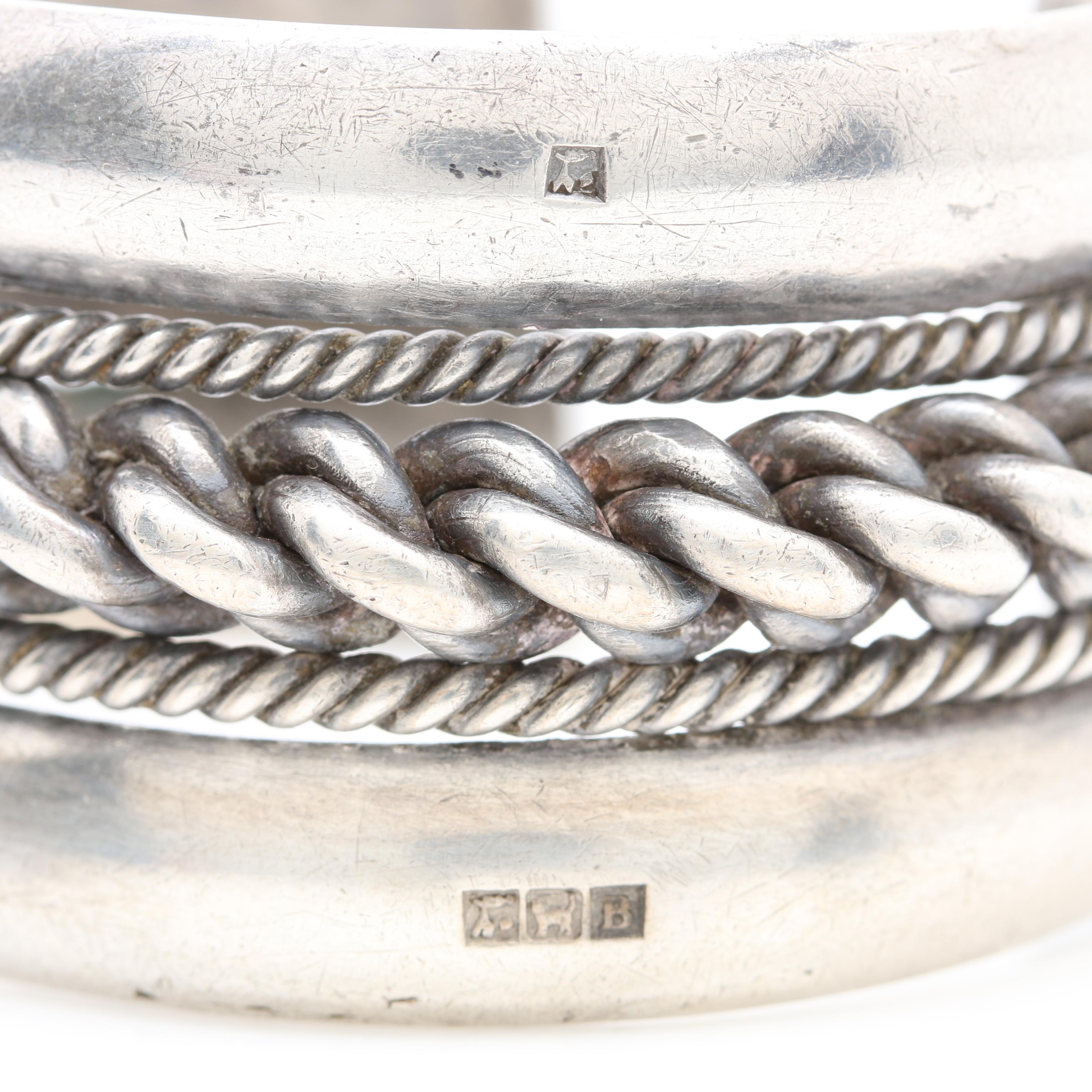 Vintage Egyptian 800 Silver Cuff Bracelet