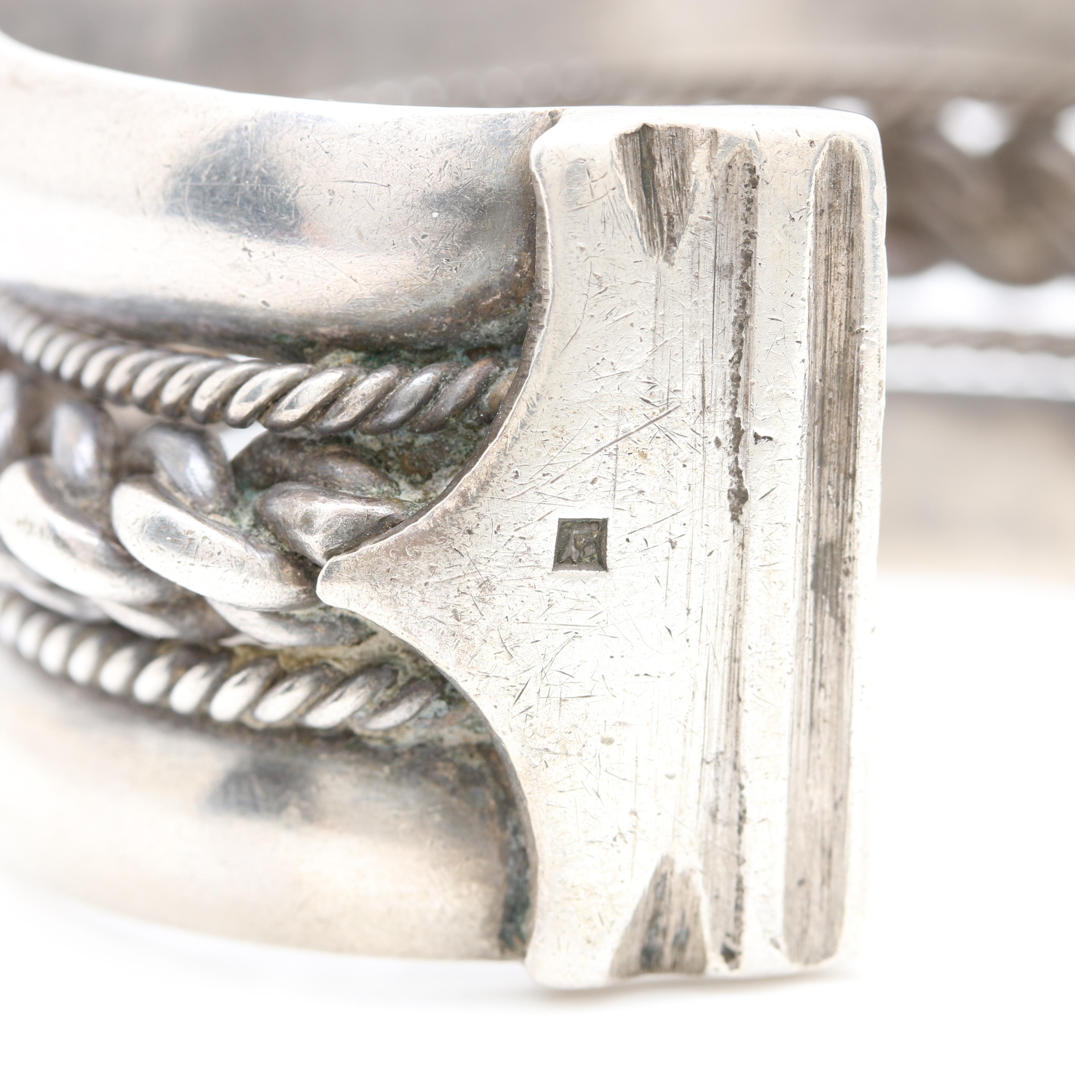 Vintage Egyptian 800 Silver Cuff Bracelet