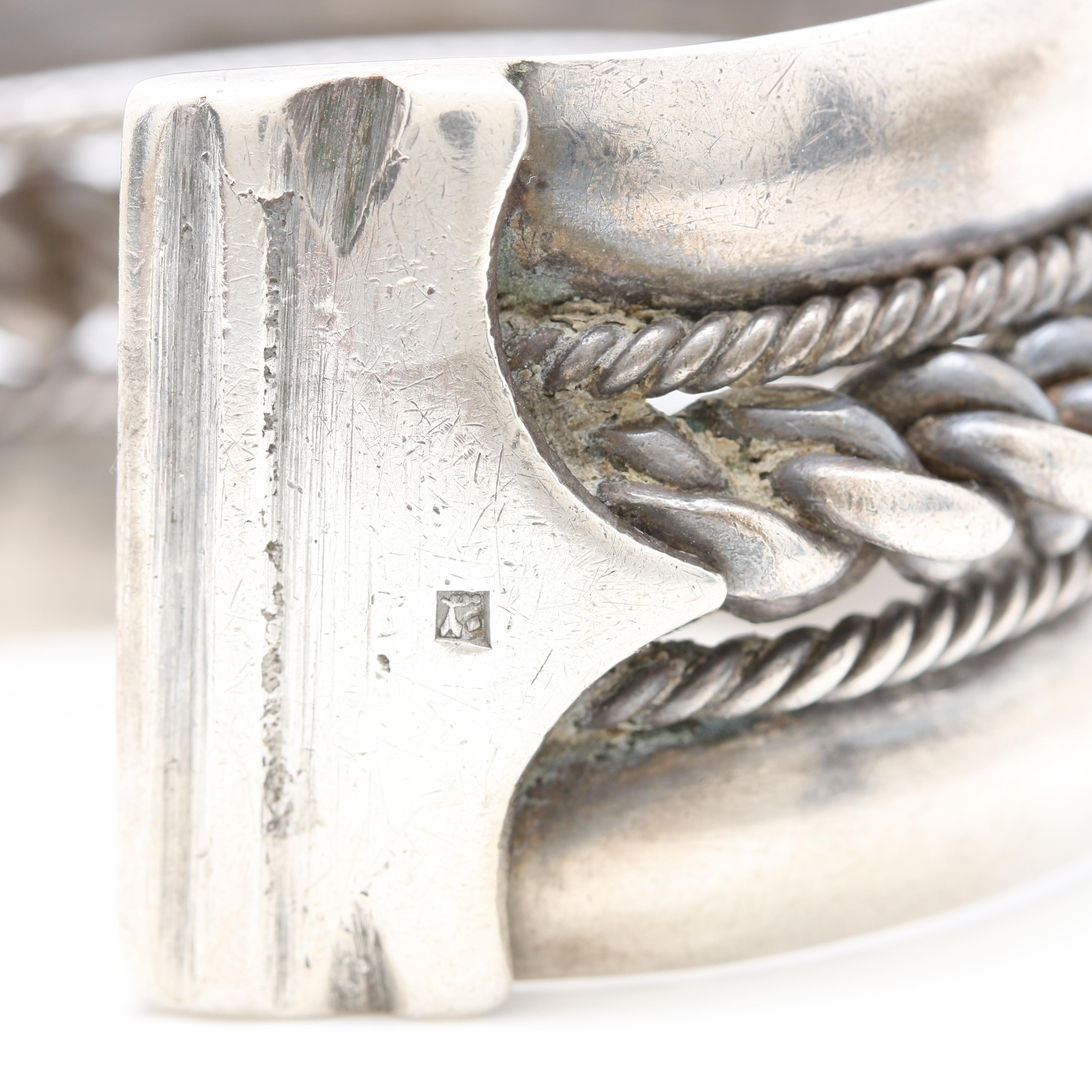 Vintage Egyptian 800 Silver Cuff Bracelet