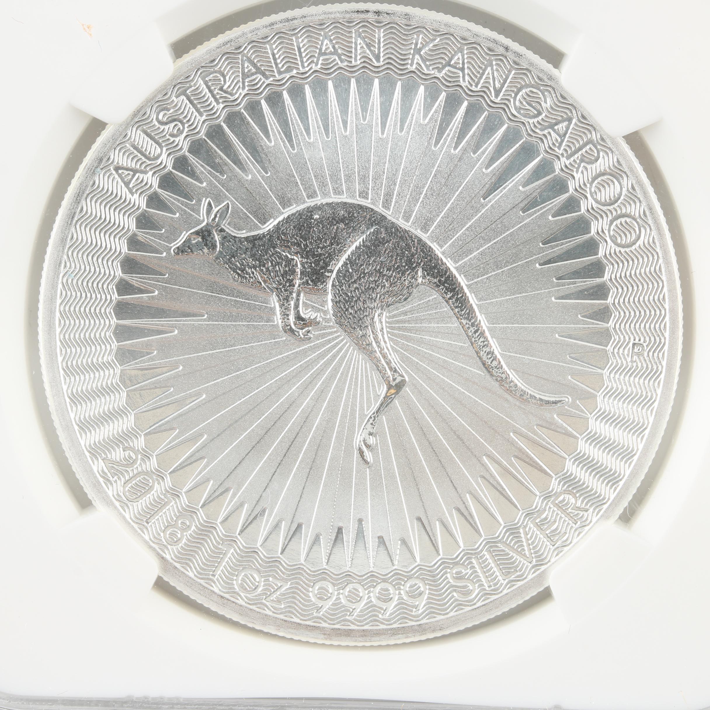 NGC Graded MS69 2018 Australia $1 Kangaroo Silver Bullion Coin
