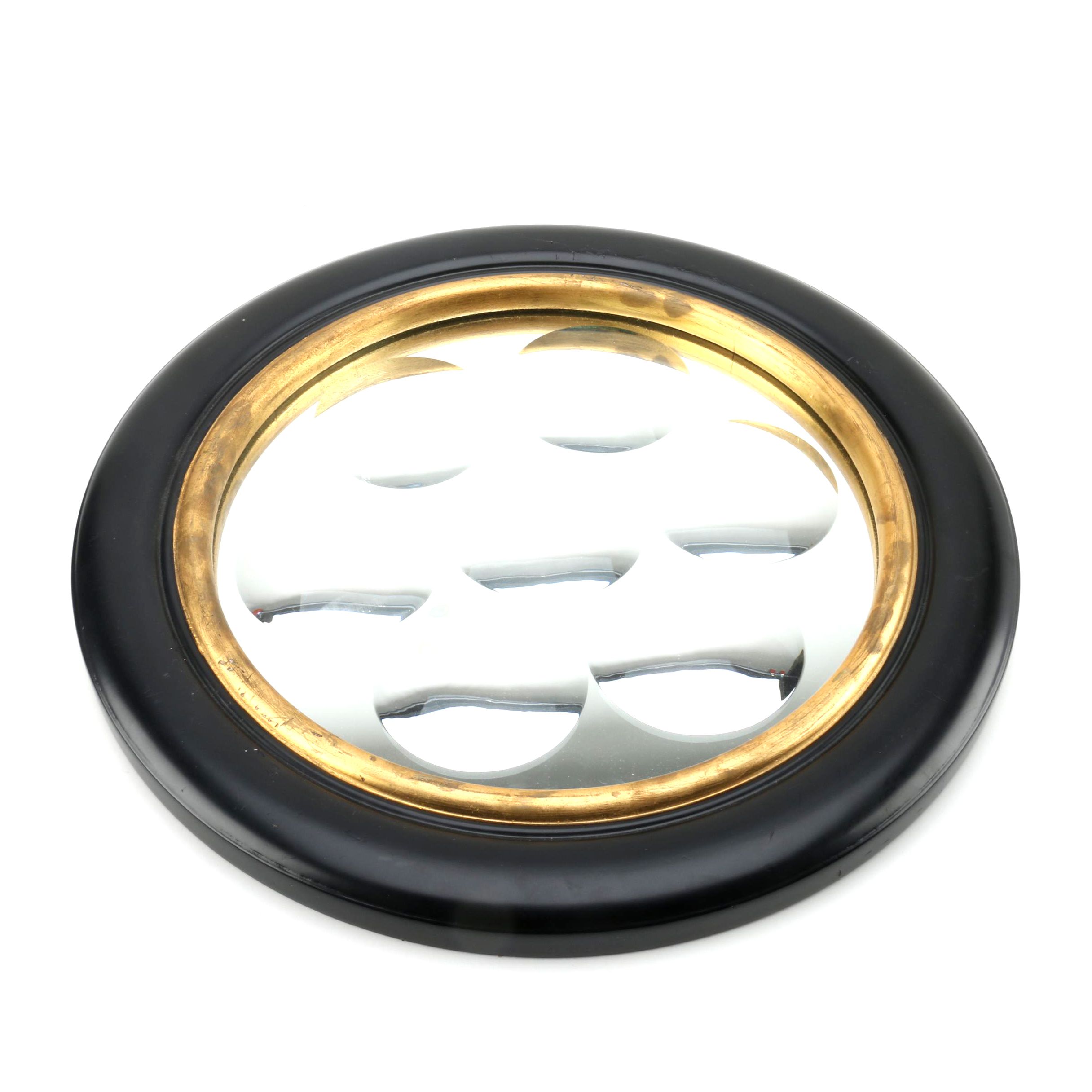 Round Wood Framed Wall Mirror