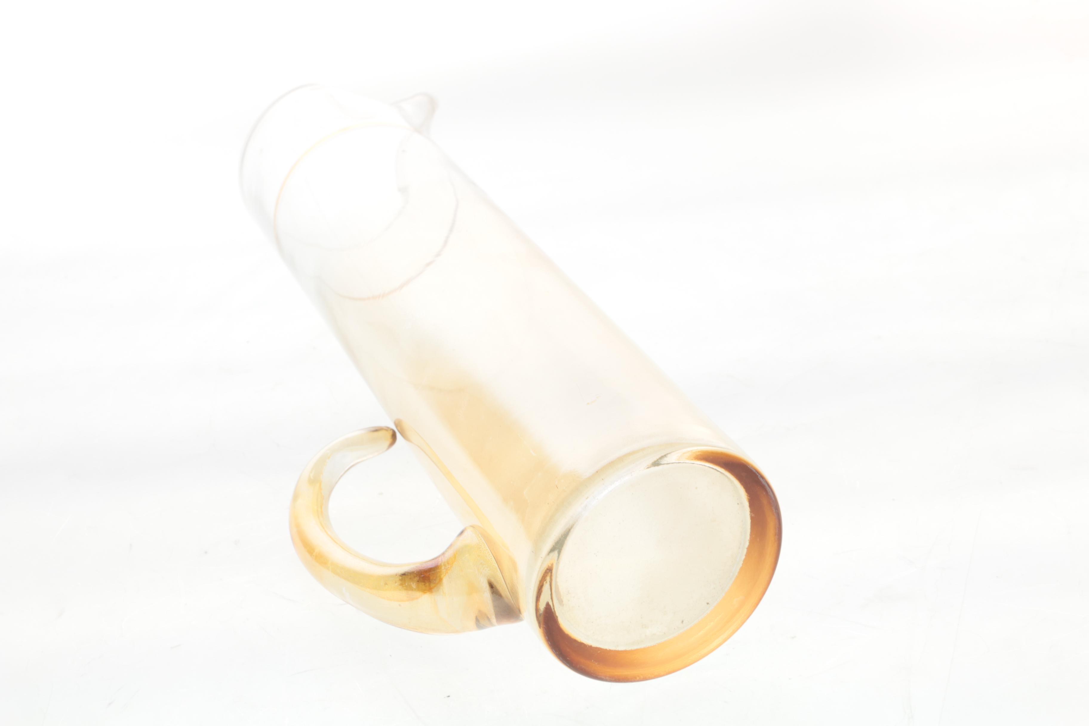 Mid Century Gilt Accented Pitcher and Glasses Set