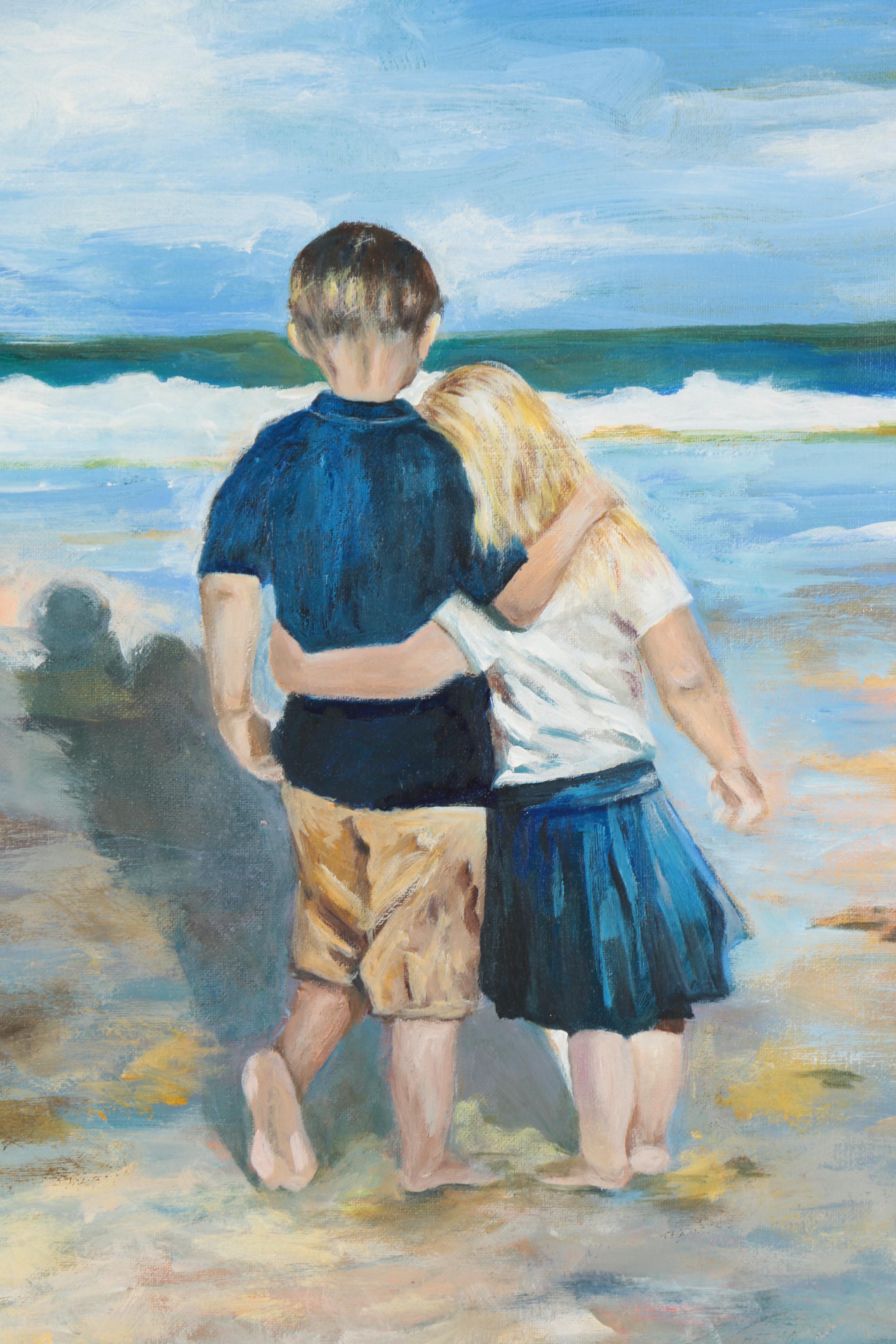 Tsun Ming Chmielinski Oil Painting of Siblings on the Beach