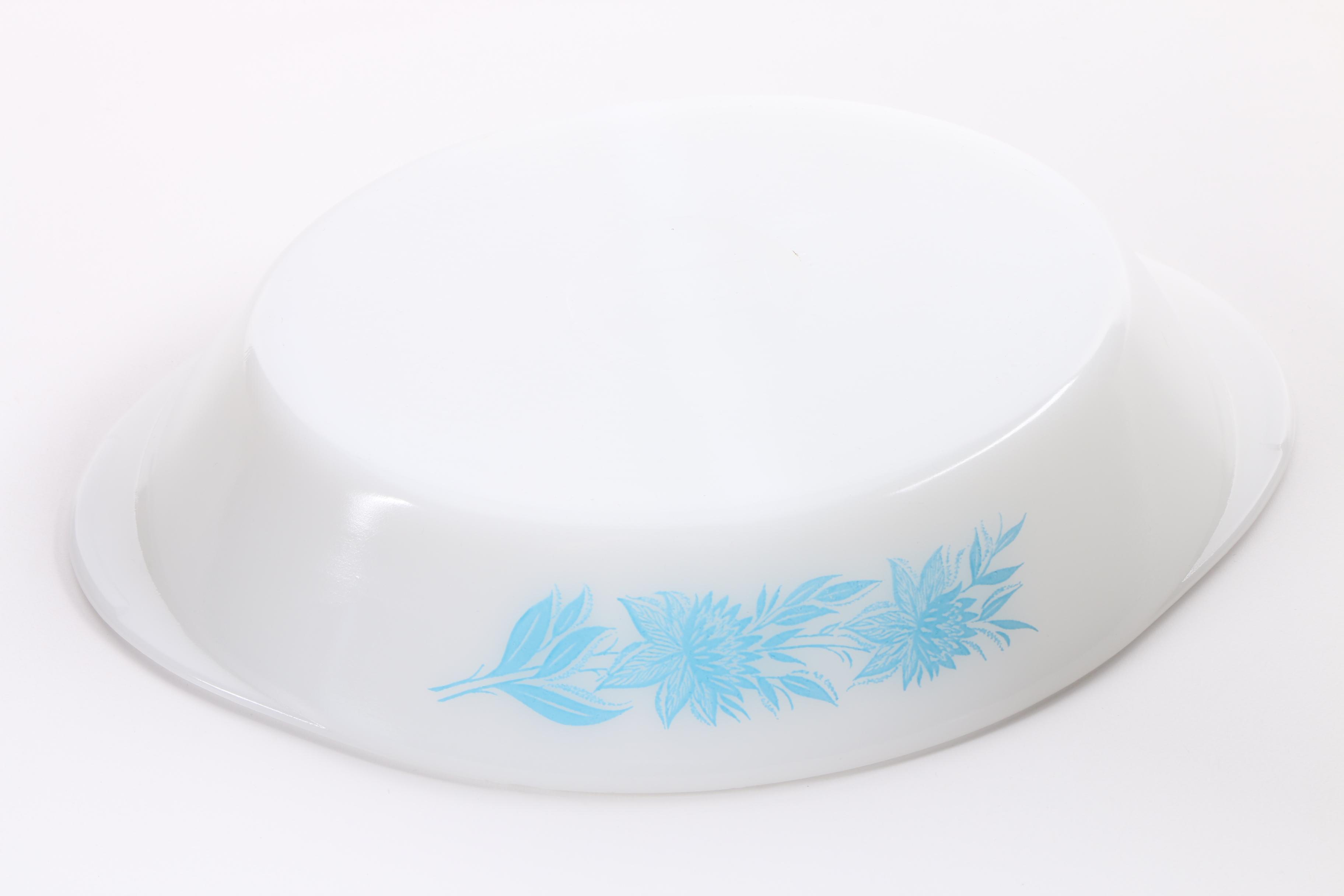 Pyrex "Blue Tulip" and "Blue Wheat" Casserole Dishes, Circa 1960