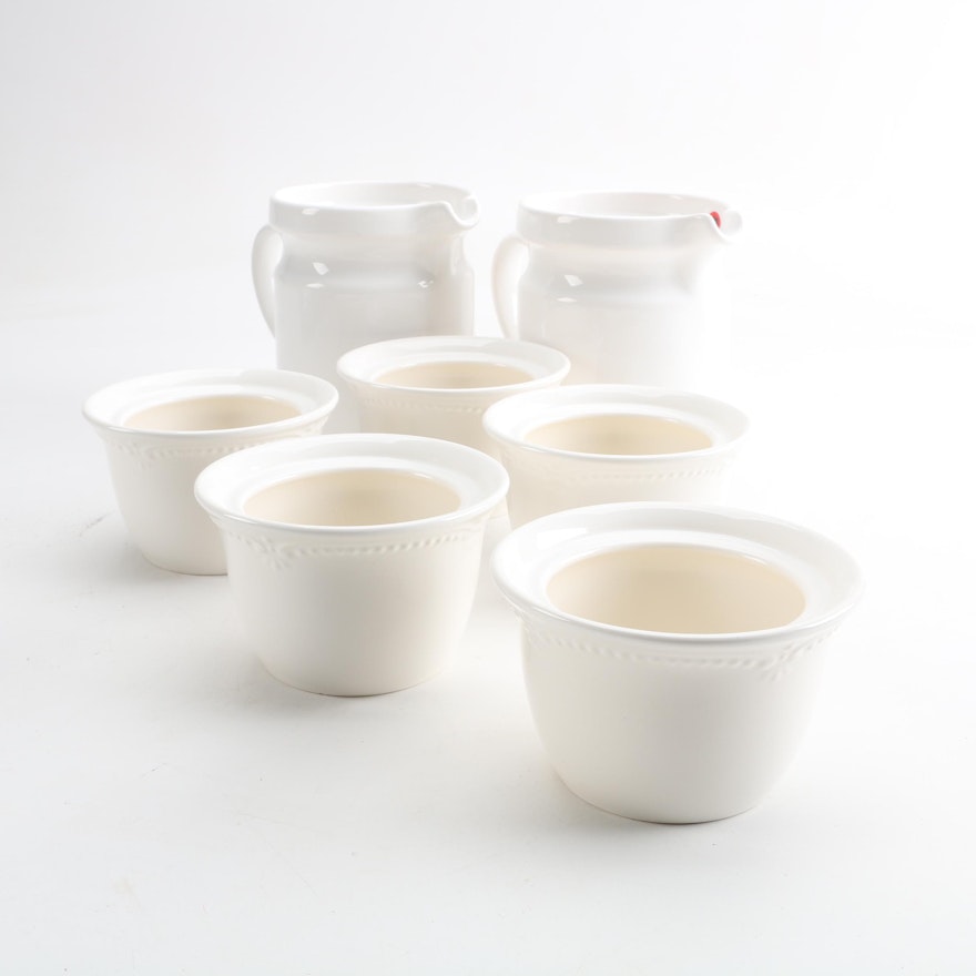 Pfaltzgraff "Pearl Brocade" Sugar Bowls and White Creamers