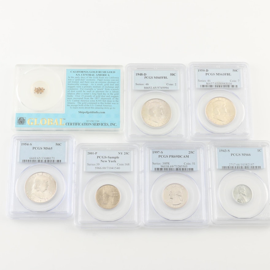 49'er California Shipwreck Gold and an Assortment of PCGS Graded U.S. Coins