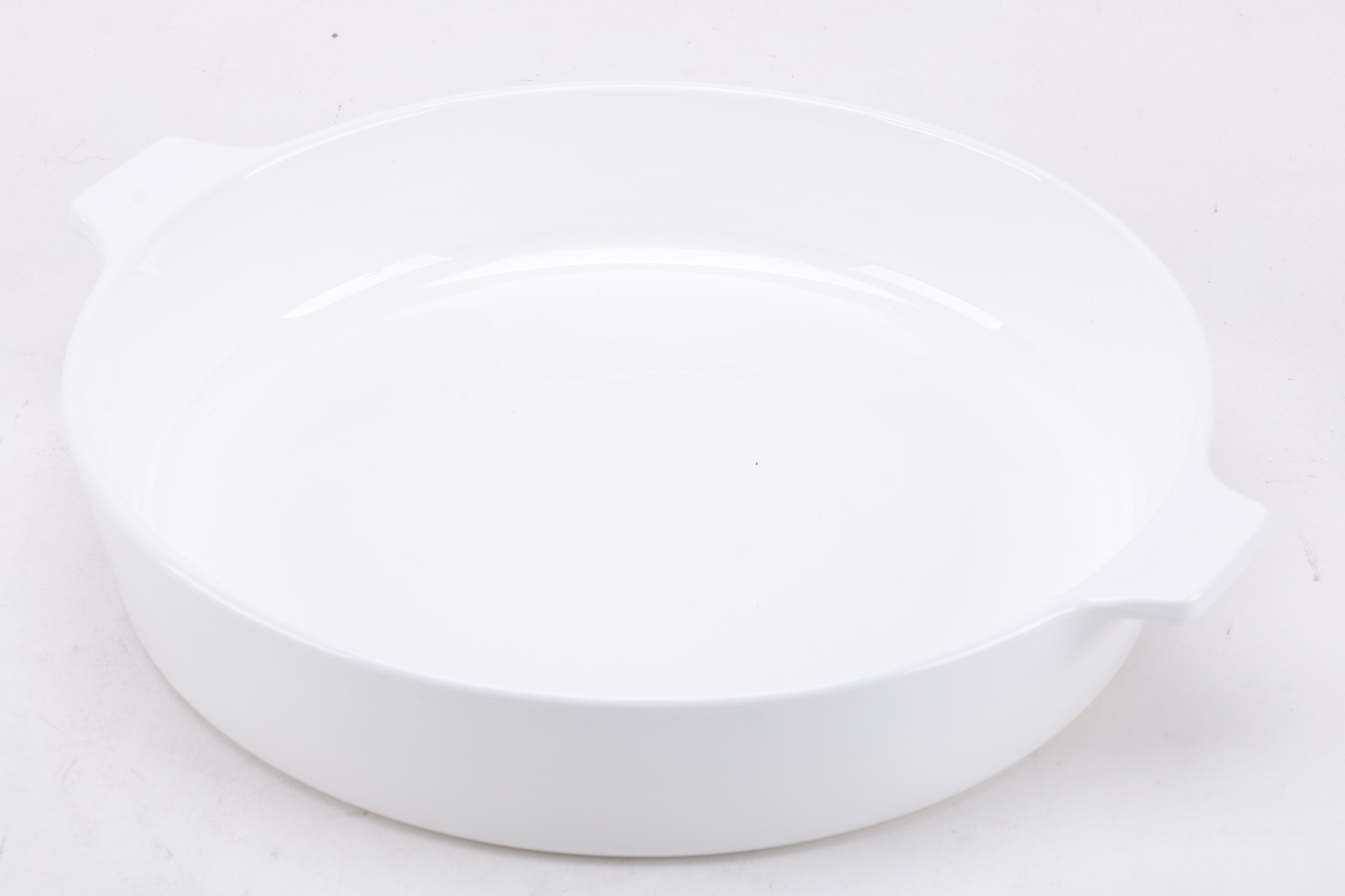 Corning Ware "White Coupe" Kettle with Lid and Buffet Servers, Circa 1960