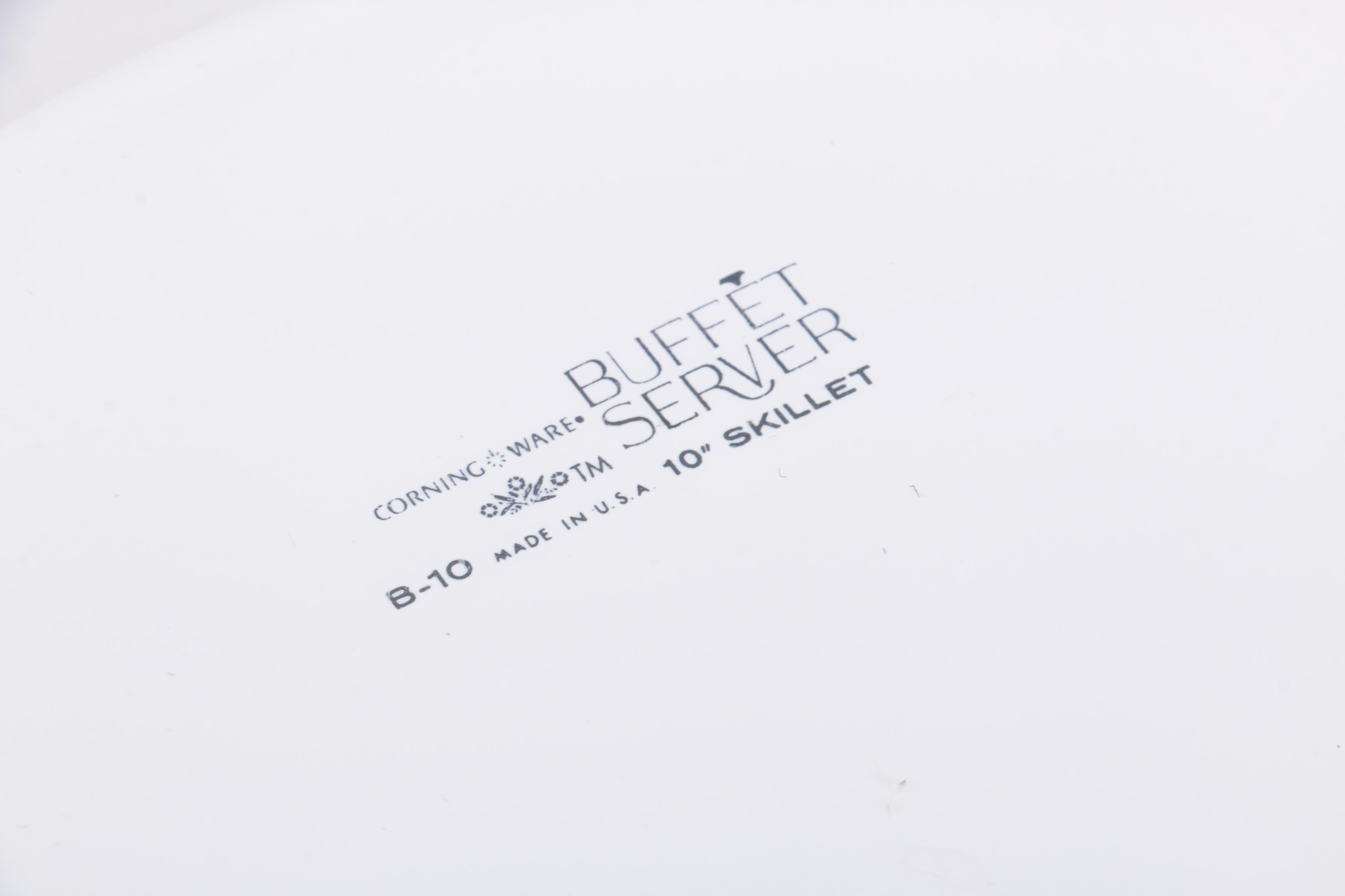 Corning Ware "White Coupe" Kettle with Lid and Buffet Servers, Circa 1960