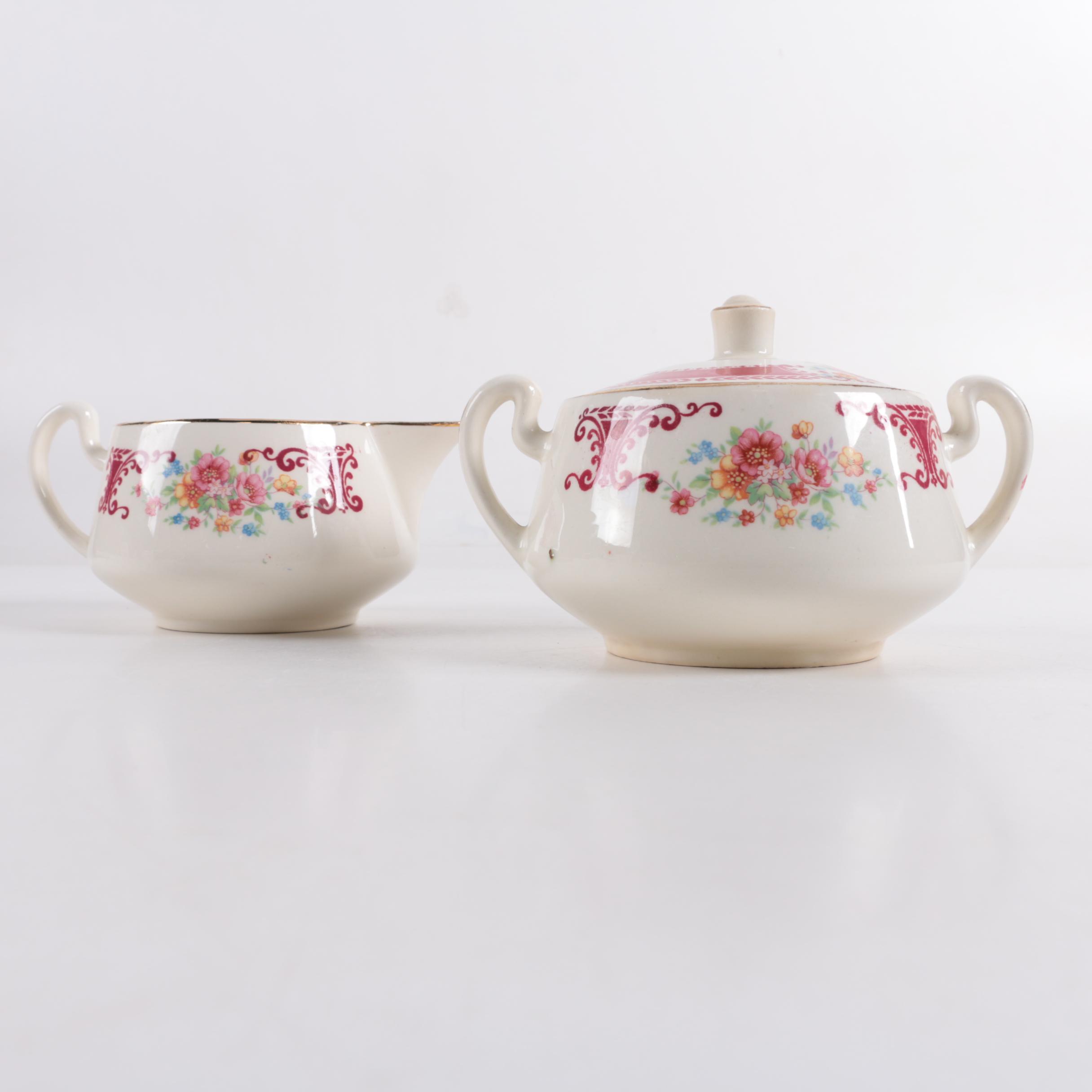 1946 Homer Laughlin Co. Porcelain Sugar Bowl and Creamer