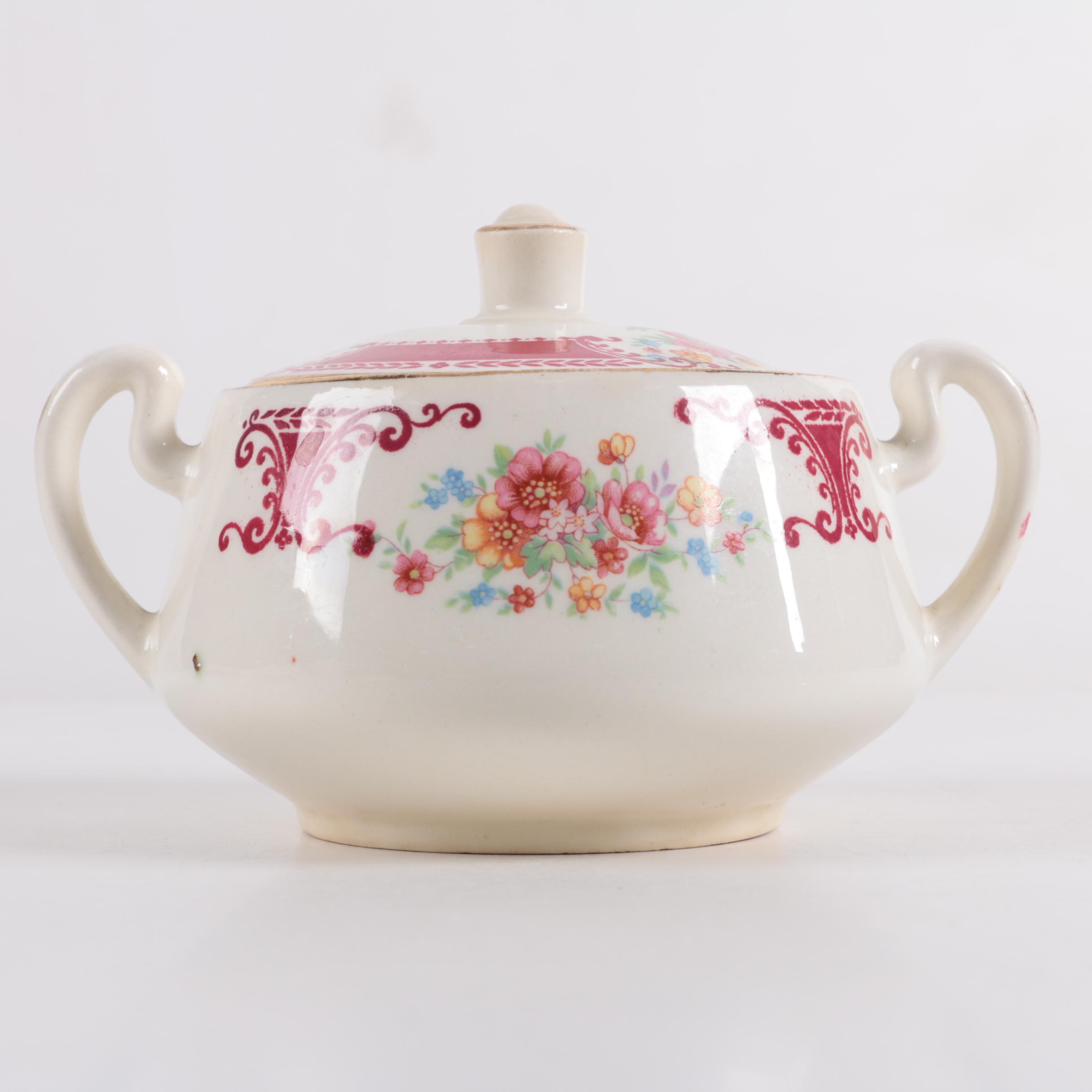 1946 Homer Laughlin Co. Porcelain Sugar Bowl and Creamer