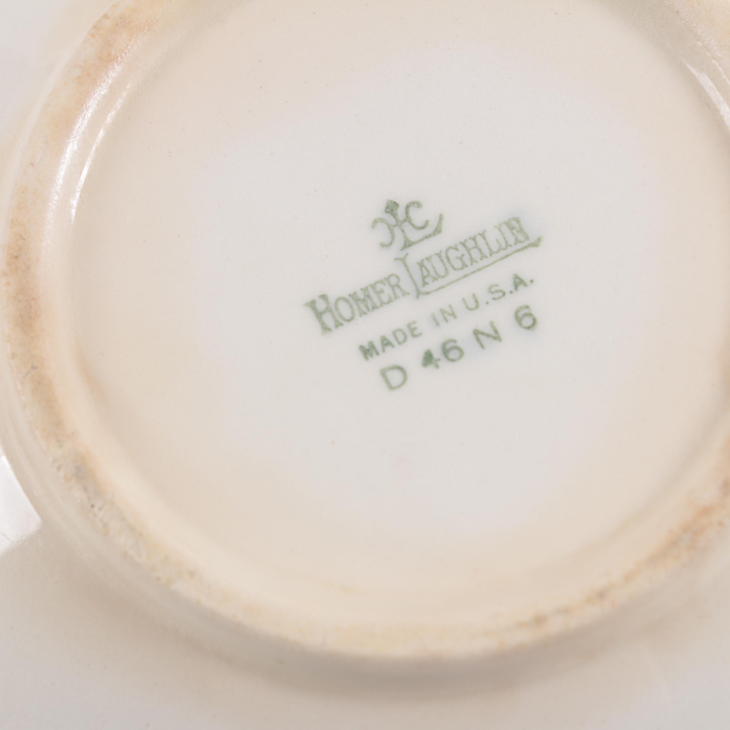 1946 Homer Laughlin Co. Porcelain Sugar Bowl and Creamer