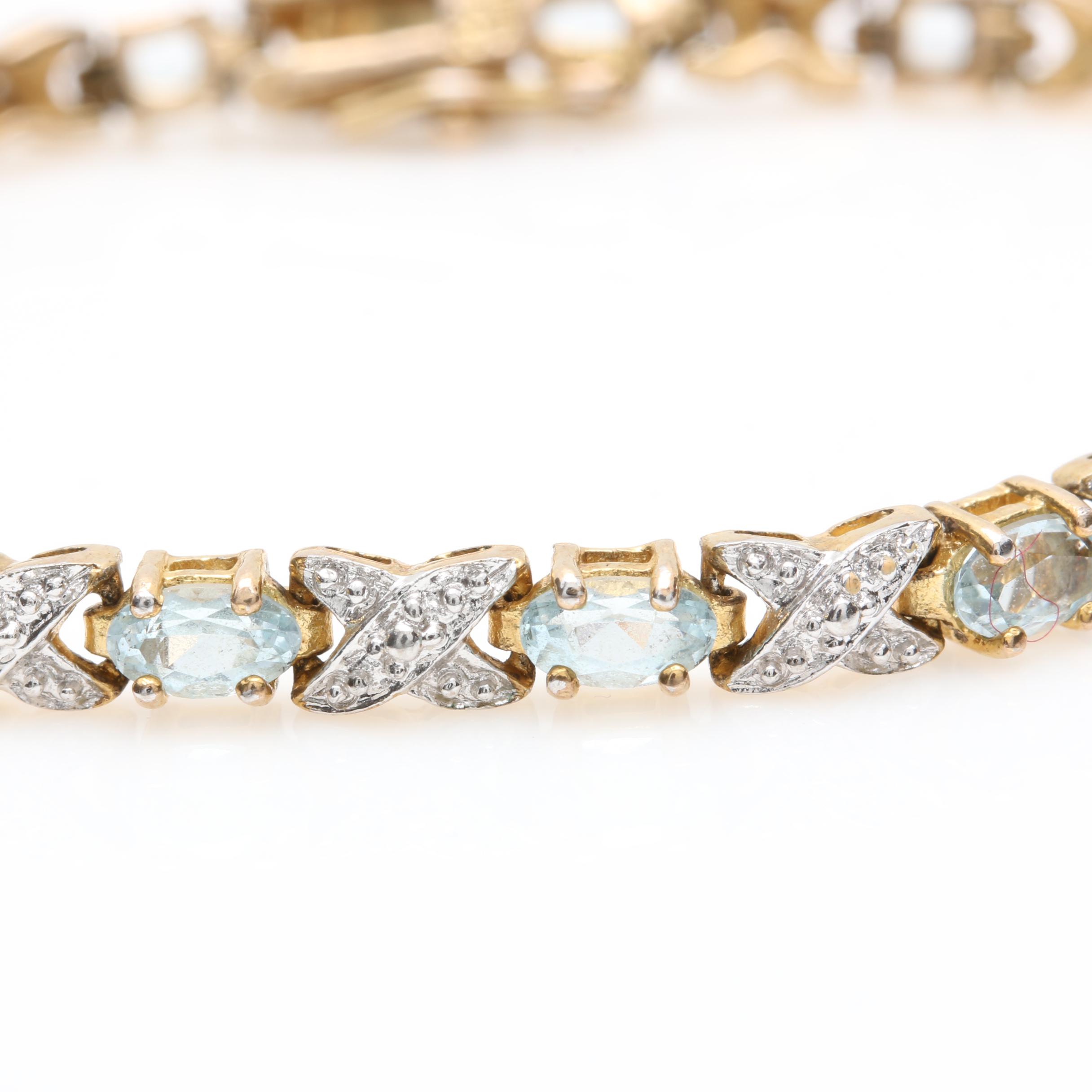 Gold Wash on Sterling Silver Gemstone and Diamond Accented Tennis Bracelets