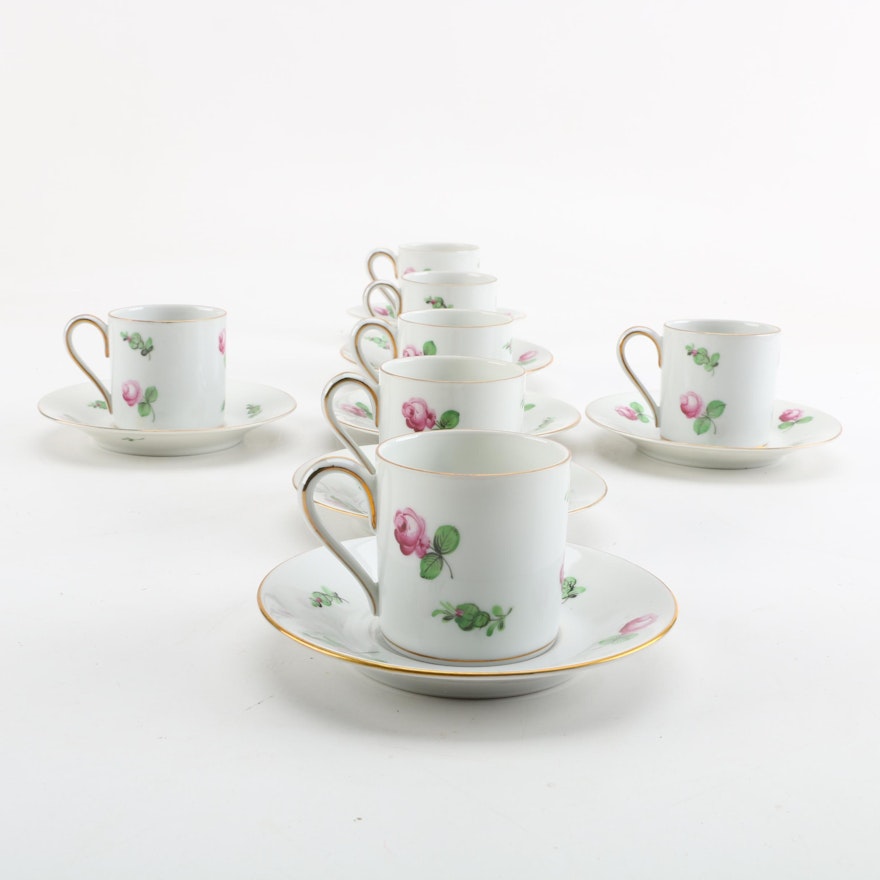Herend Hand-Painted Porcelain Demitasse Cups and Saucers