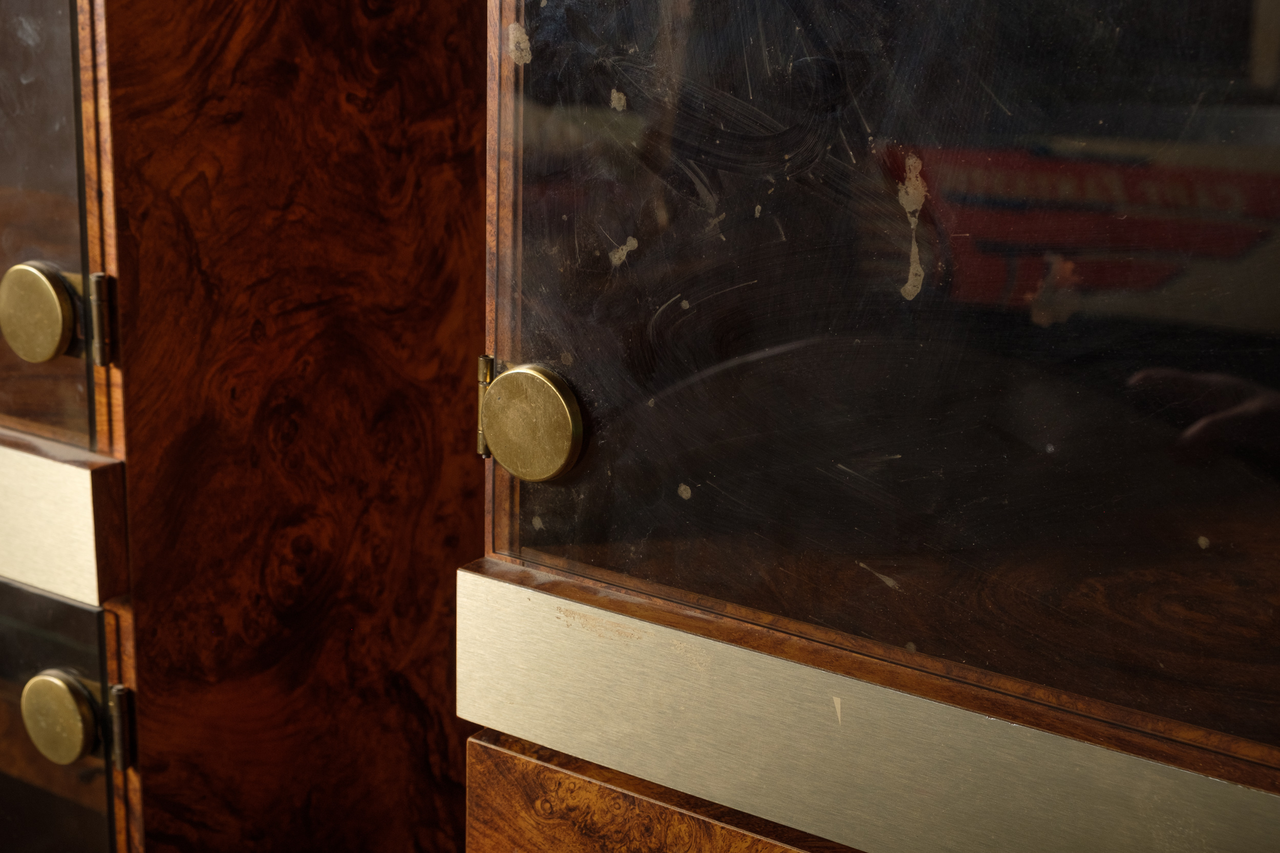 Walnut Burl Laminate Display Cabinets