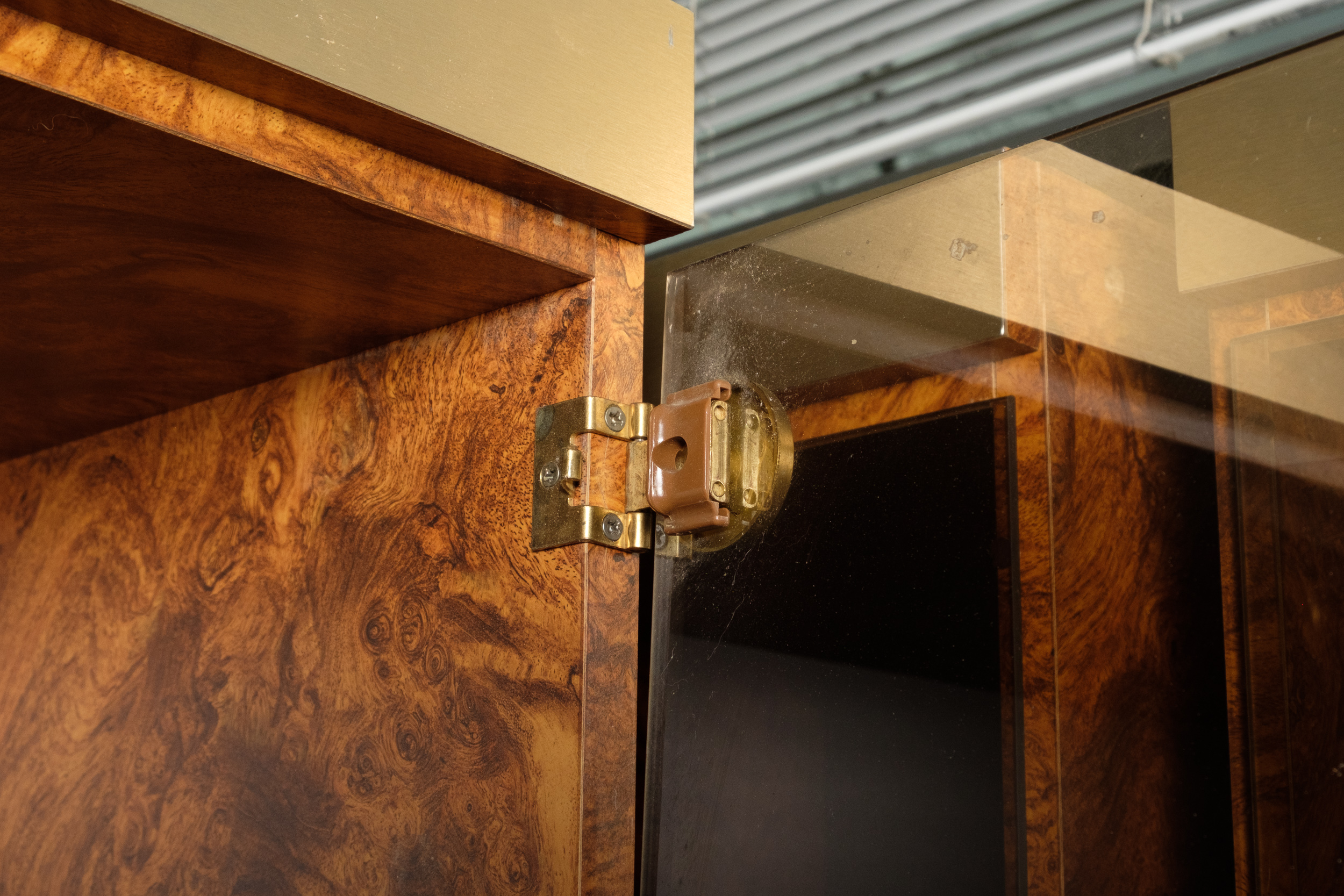 Walnut Burl Laminate Display Cabinets