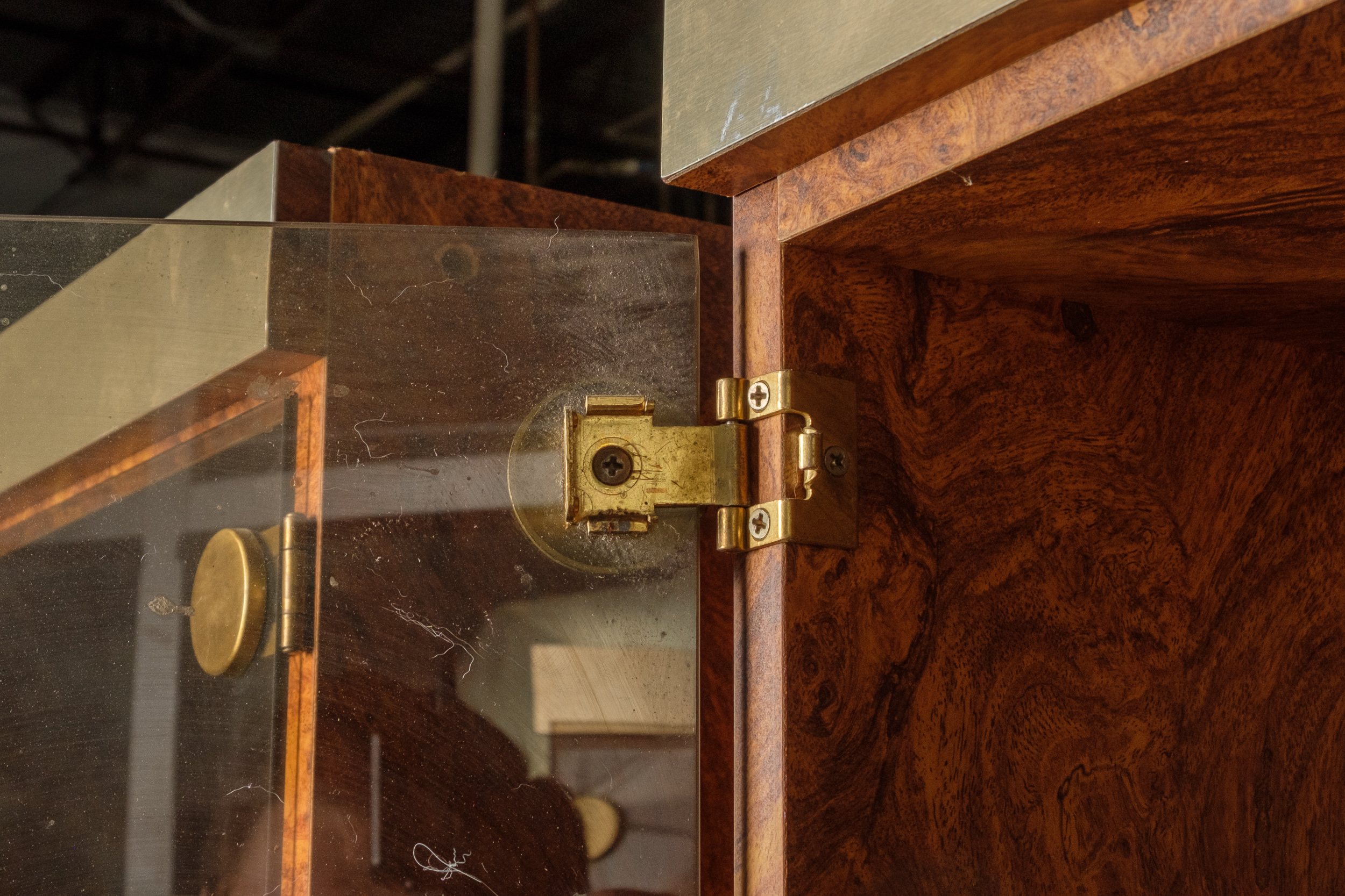 Walnut Burl Laminate Display Cabinets