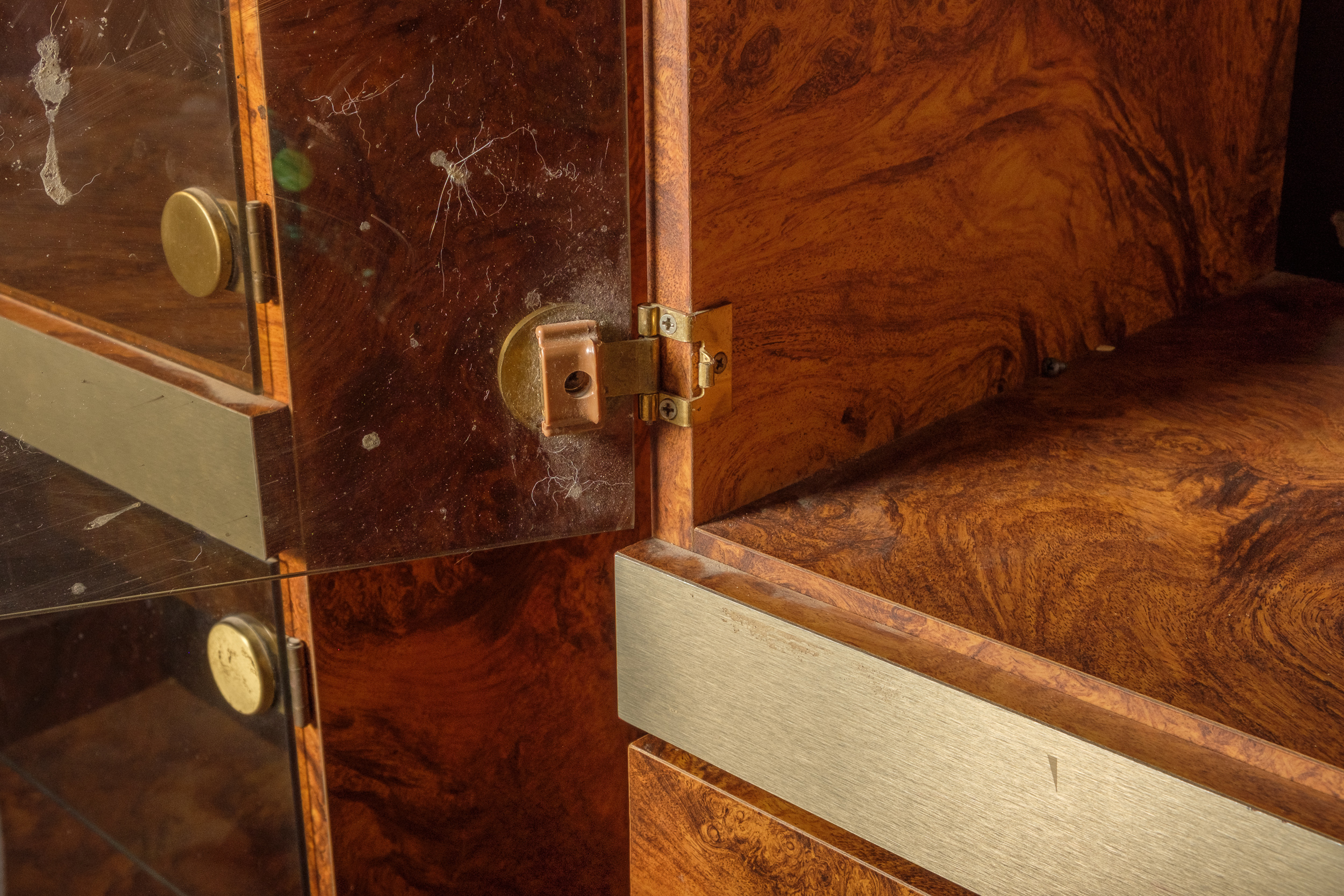 Walnut Burl Laminate Display Cabinets