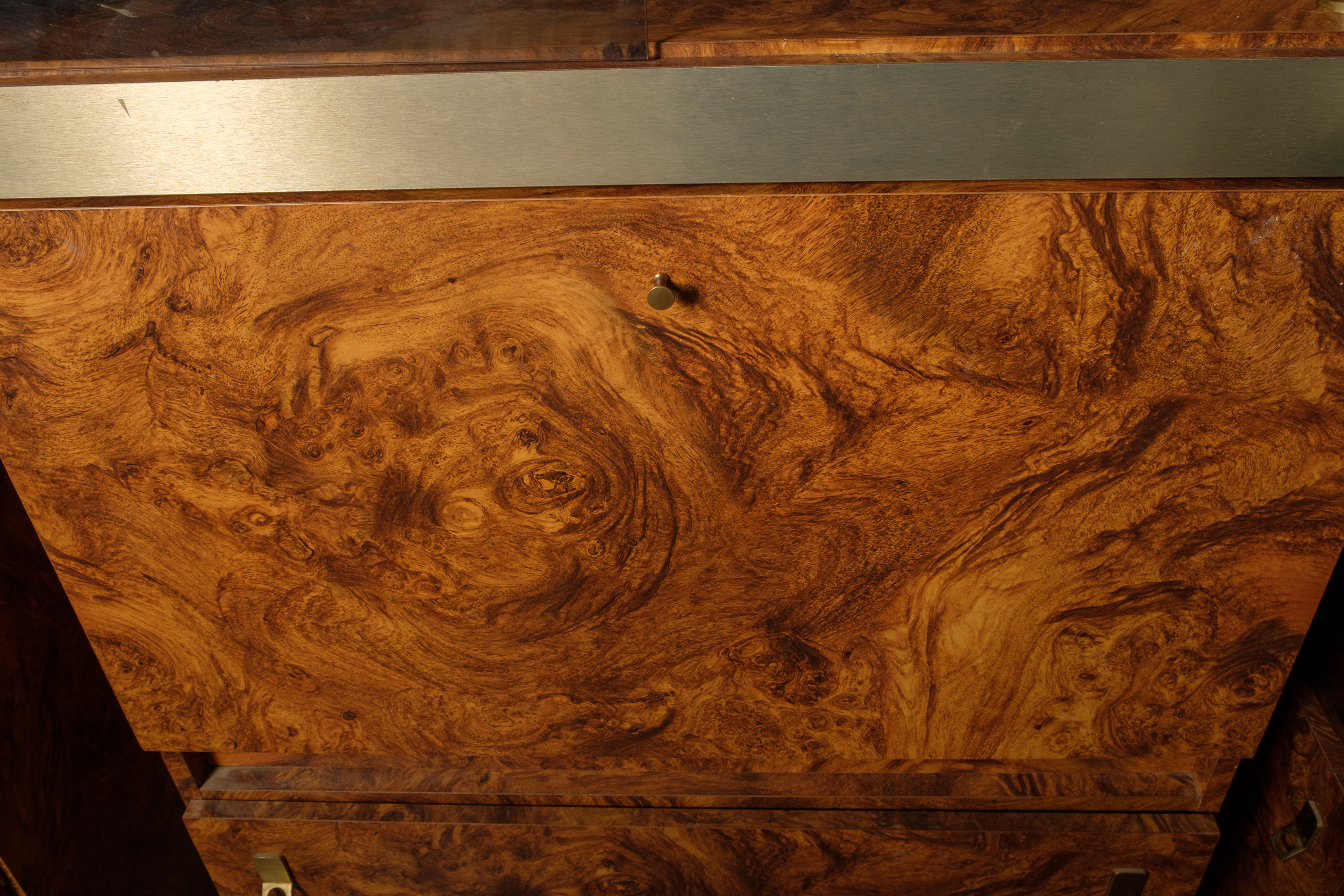 Walnut Burl Laminate Display Cabinets