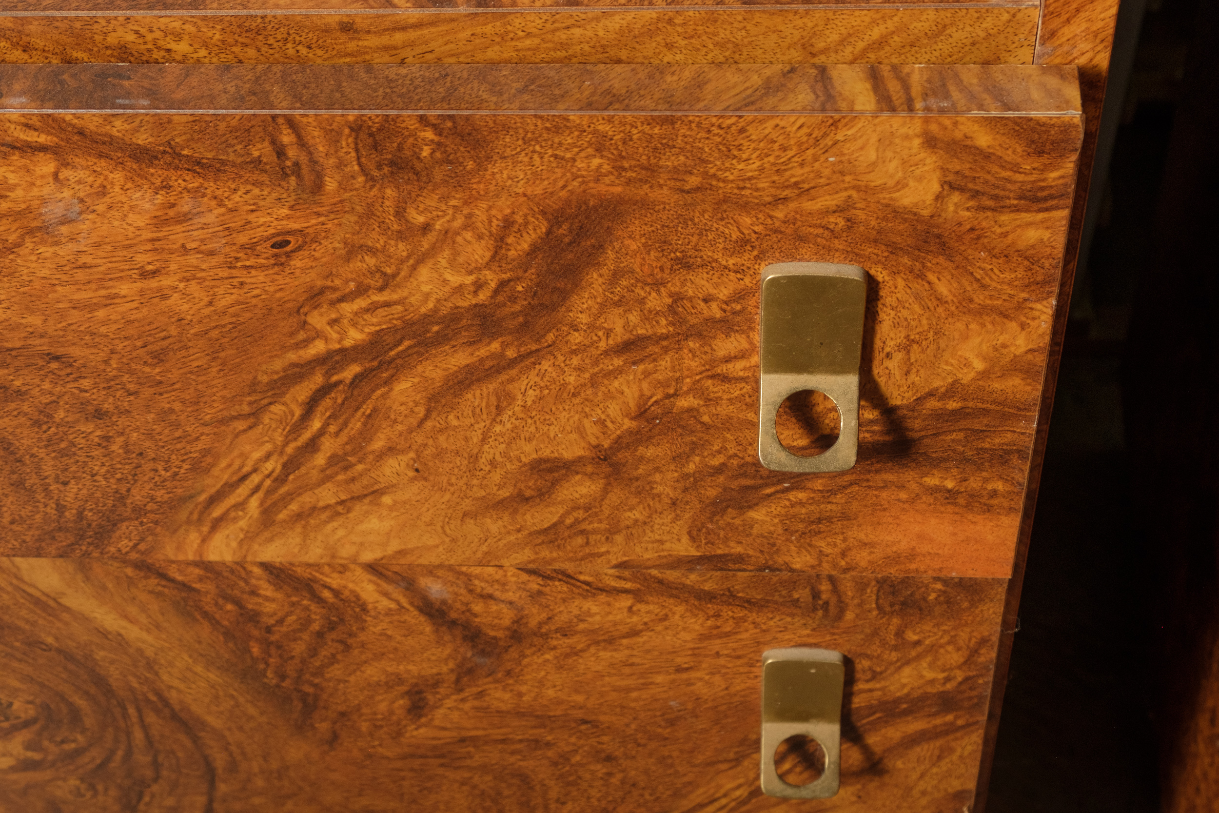 Walnut Burl Laminate Display Cabinets