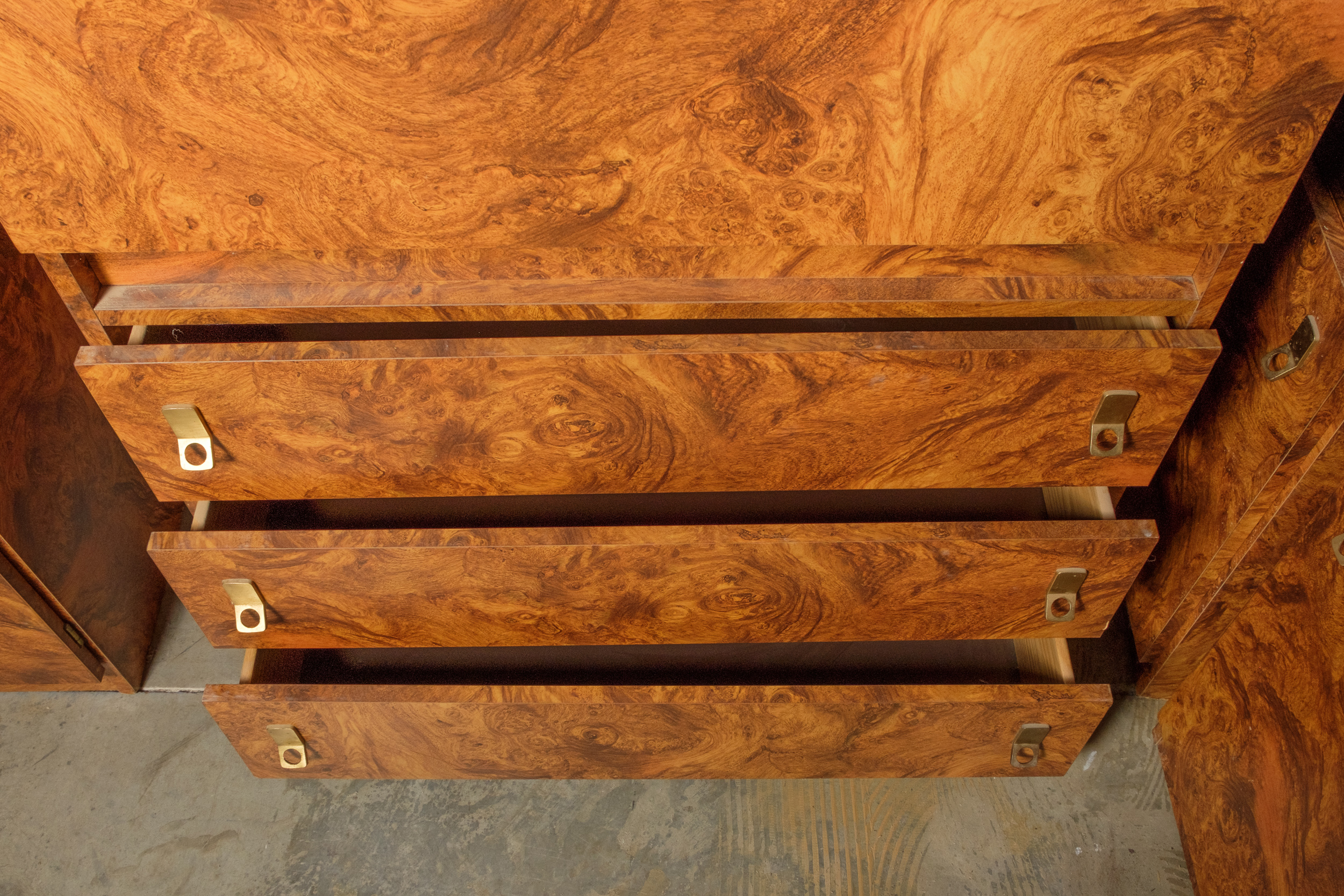 Walnut Burl Laminate Display Cabinets