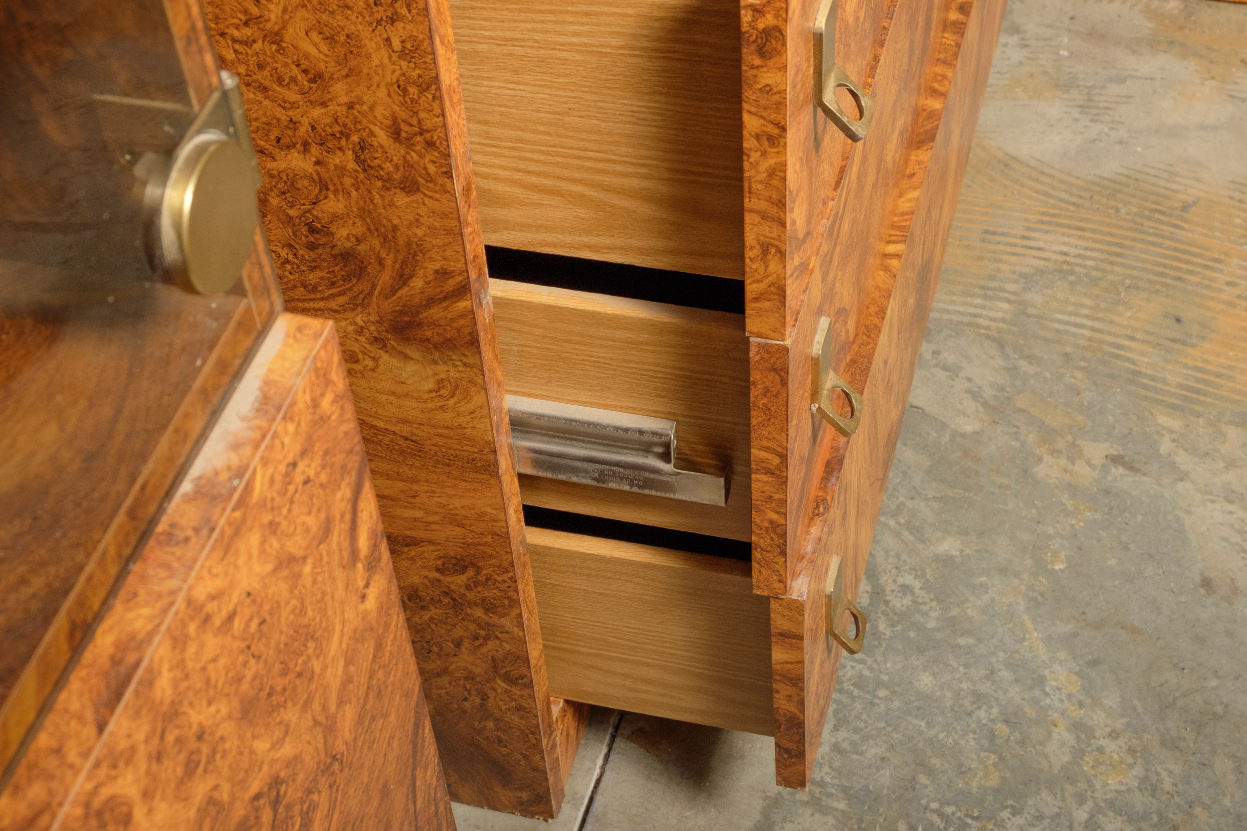 Walnut Burl Laminate Display Cabinets