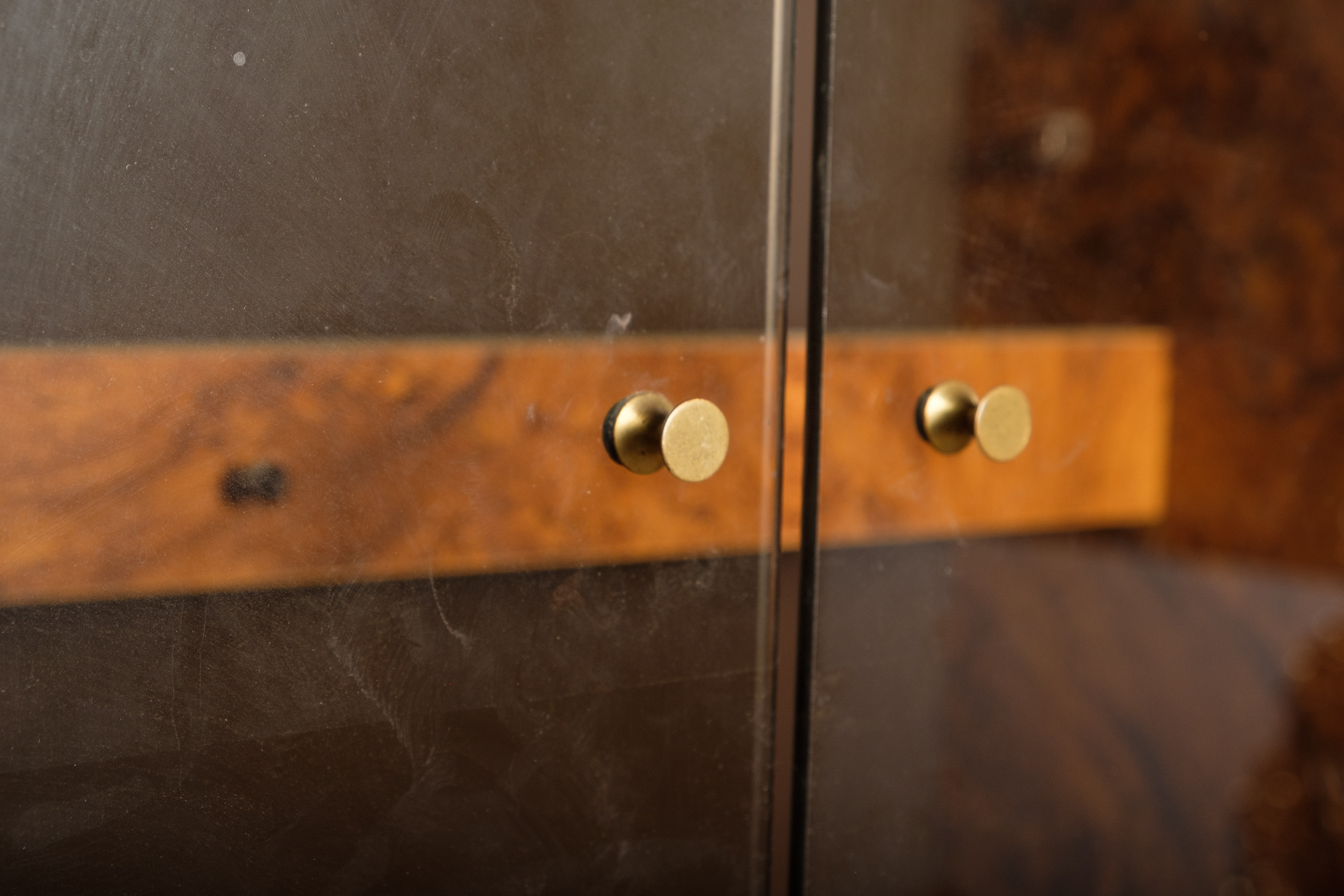 Walnut Burl Laminate Display Cabinets