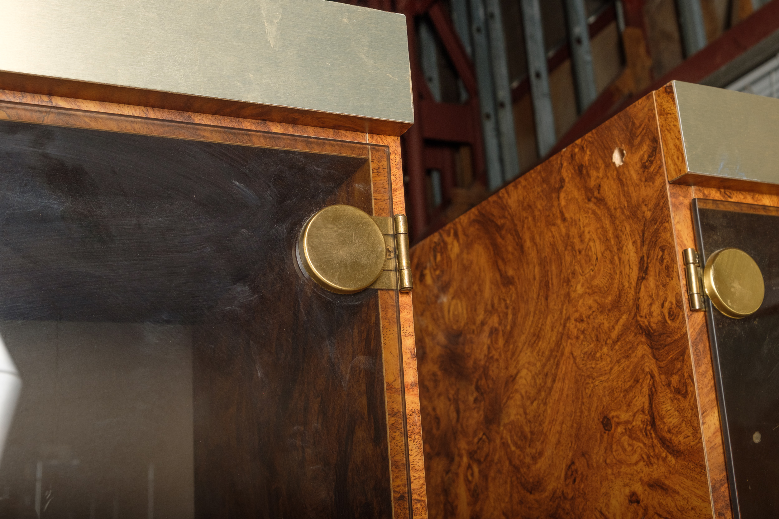 Walnut Burl Laminate Display Cabinets