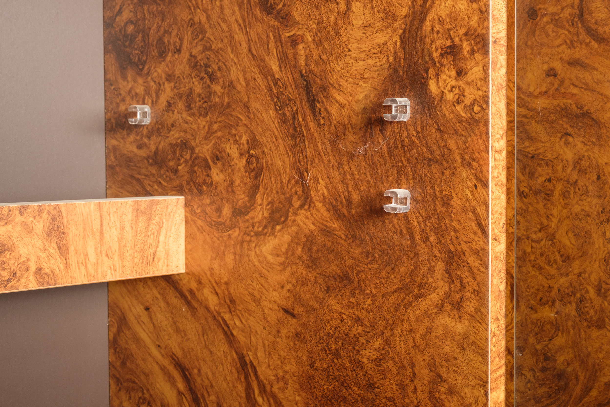 Walnut Burl Laminate Display Cabinets