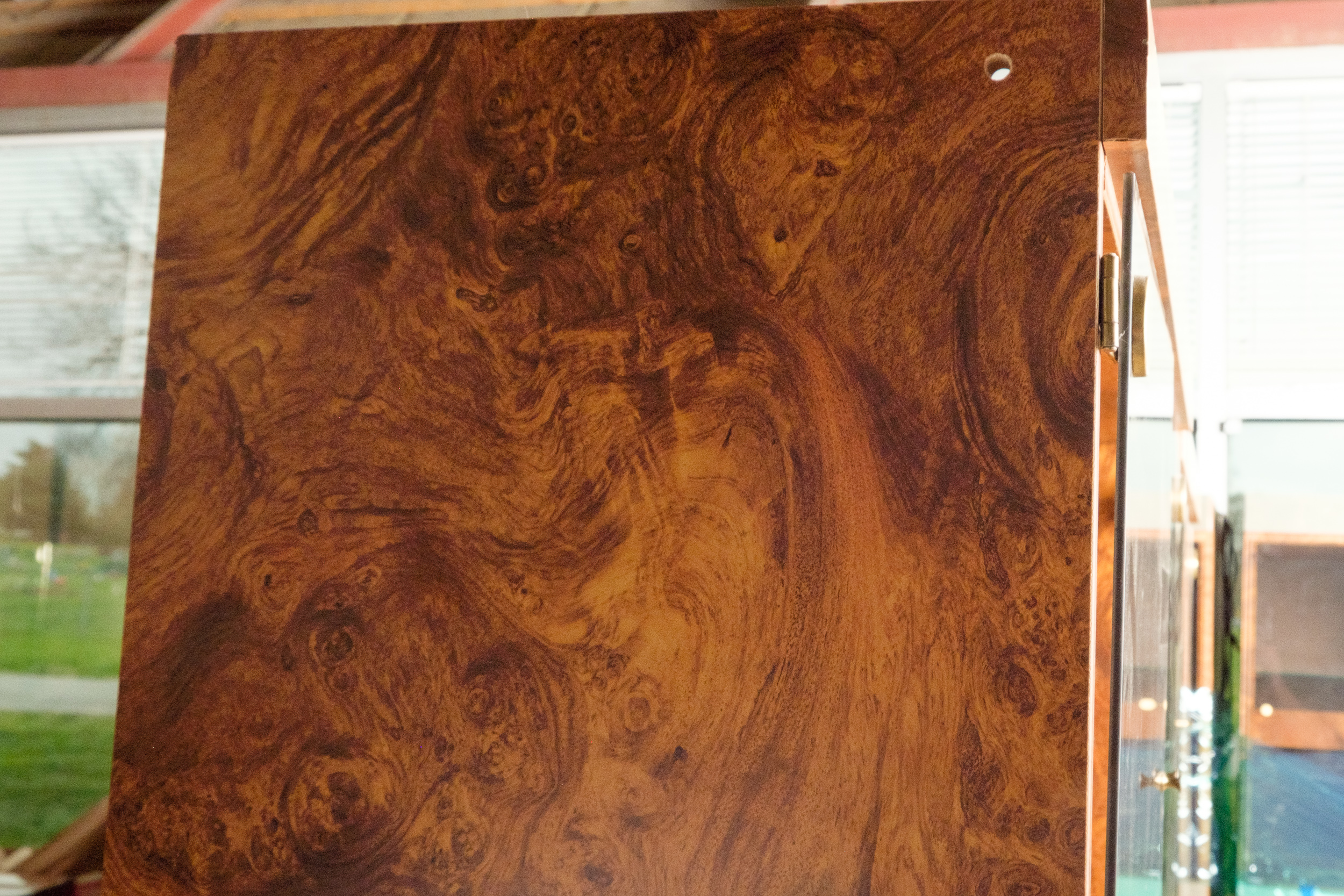 Walnut Burl Laminate Display Cabinets