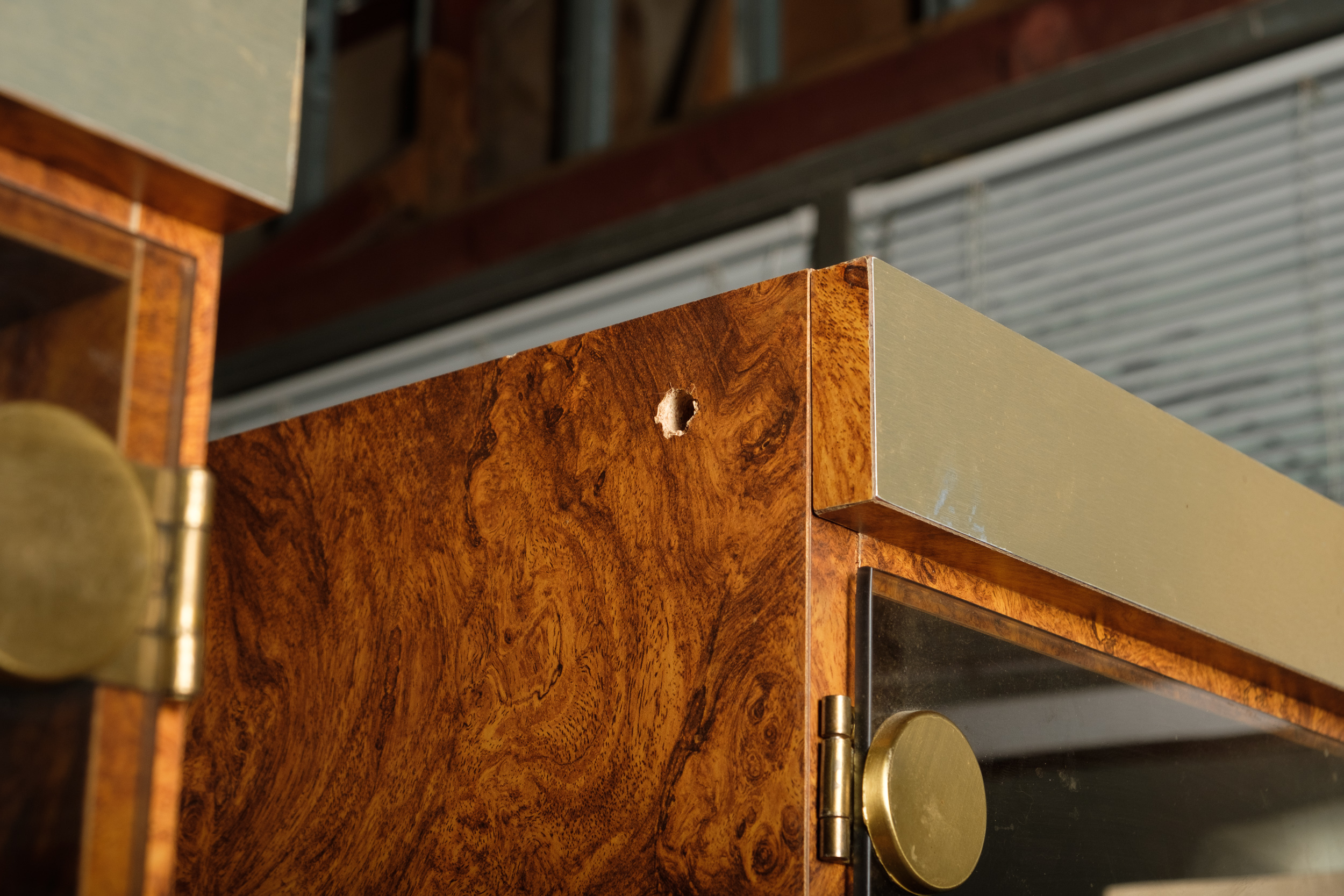 Walnut Burl Laminate Display Cabinets