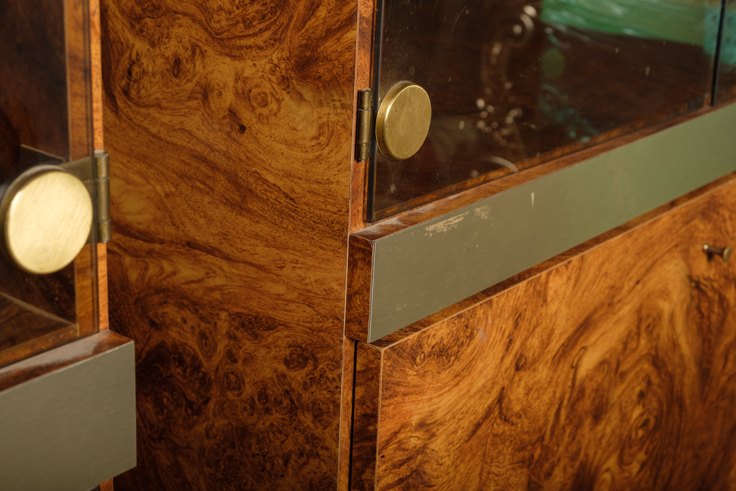 Walnut Burl Laminate Display Cabinets