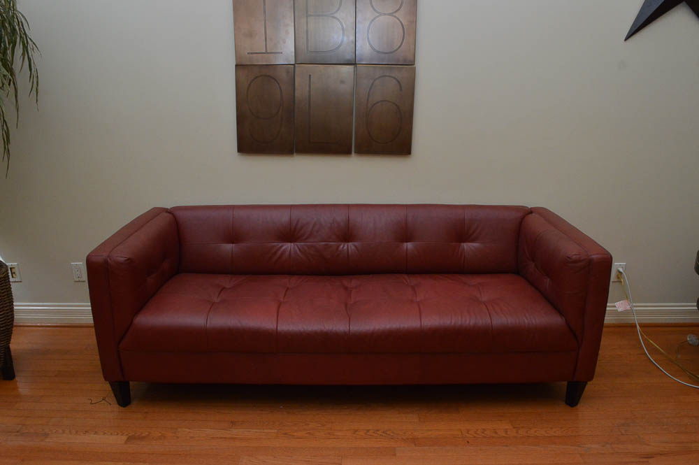 Contemporary Red Leather Sofa