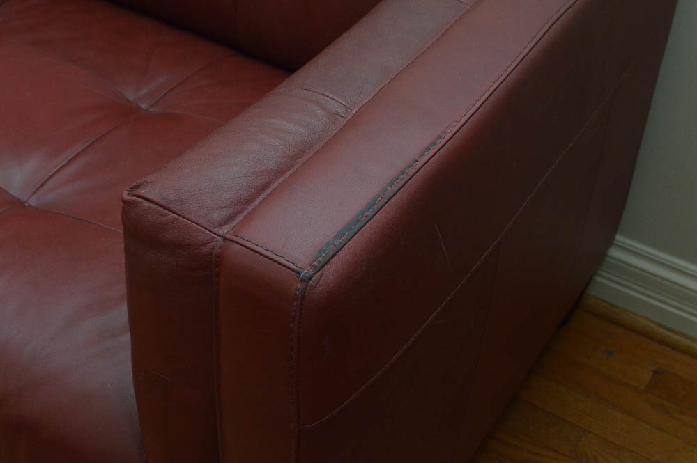 Contemporary Red Leather Sofa