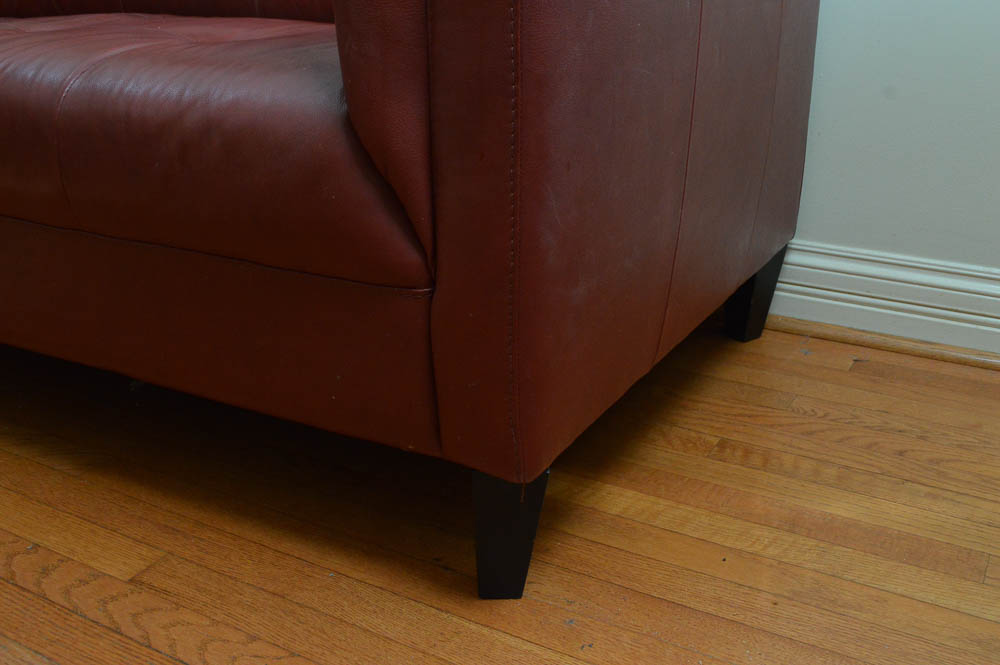 Contemporary Red Leather Sofa