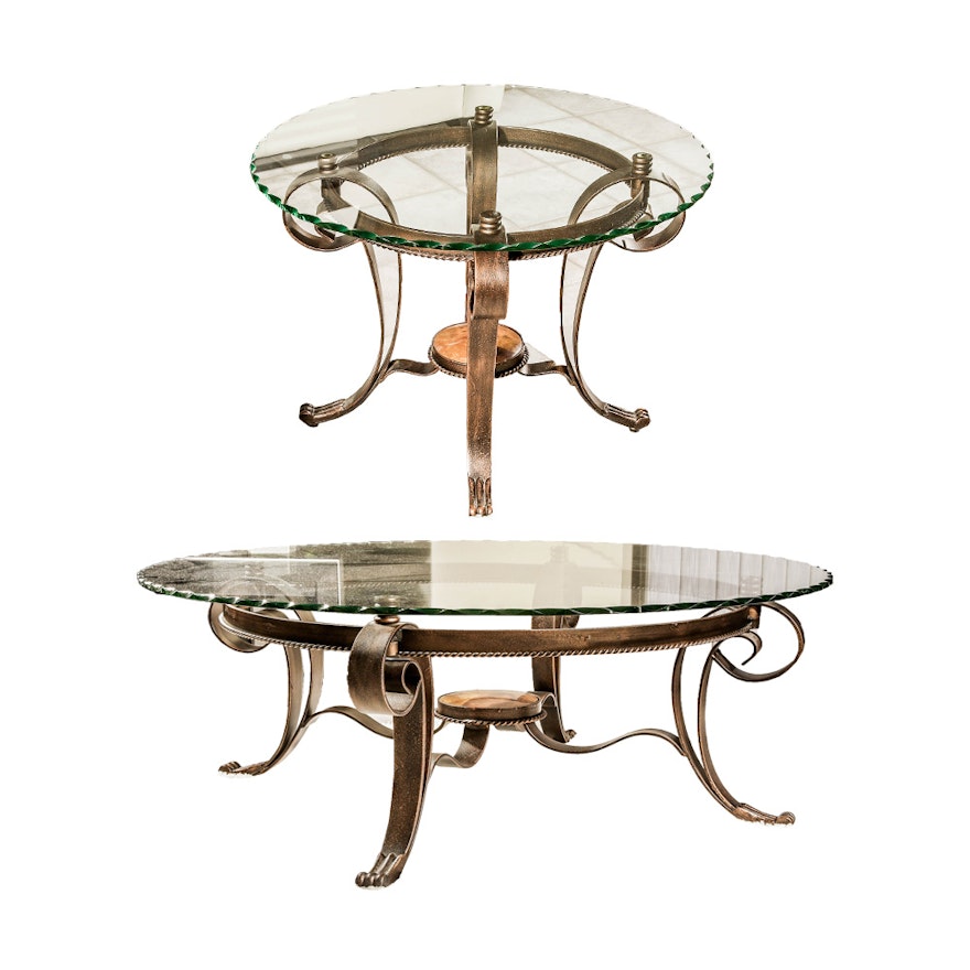 Hollywood Regency Style Coffee Table and End Table
