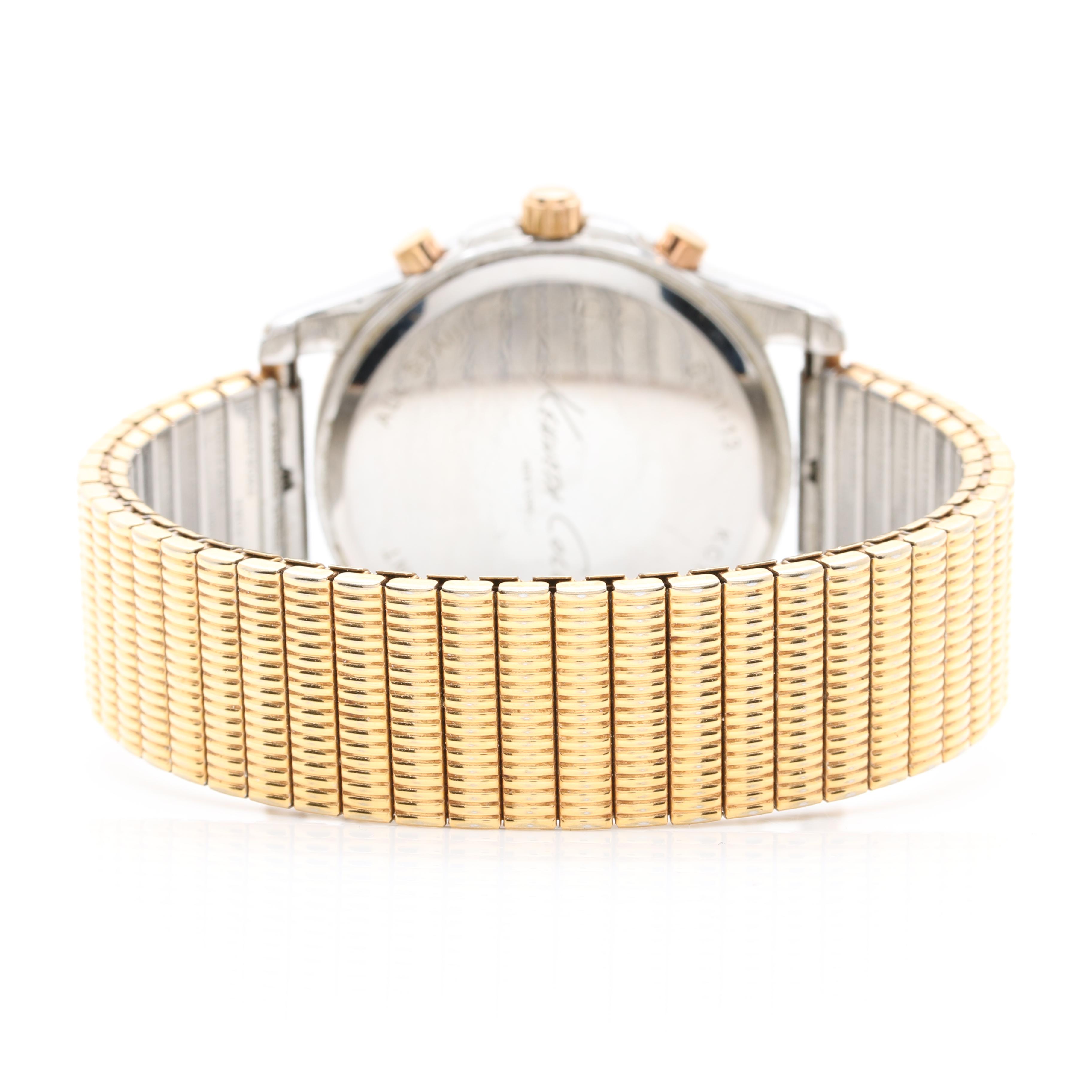 Kenneth Cole Gold-Tone Stainless Steel Black Dial Expansion Band Watch