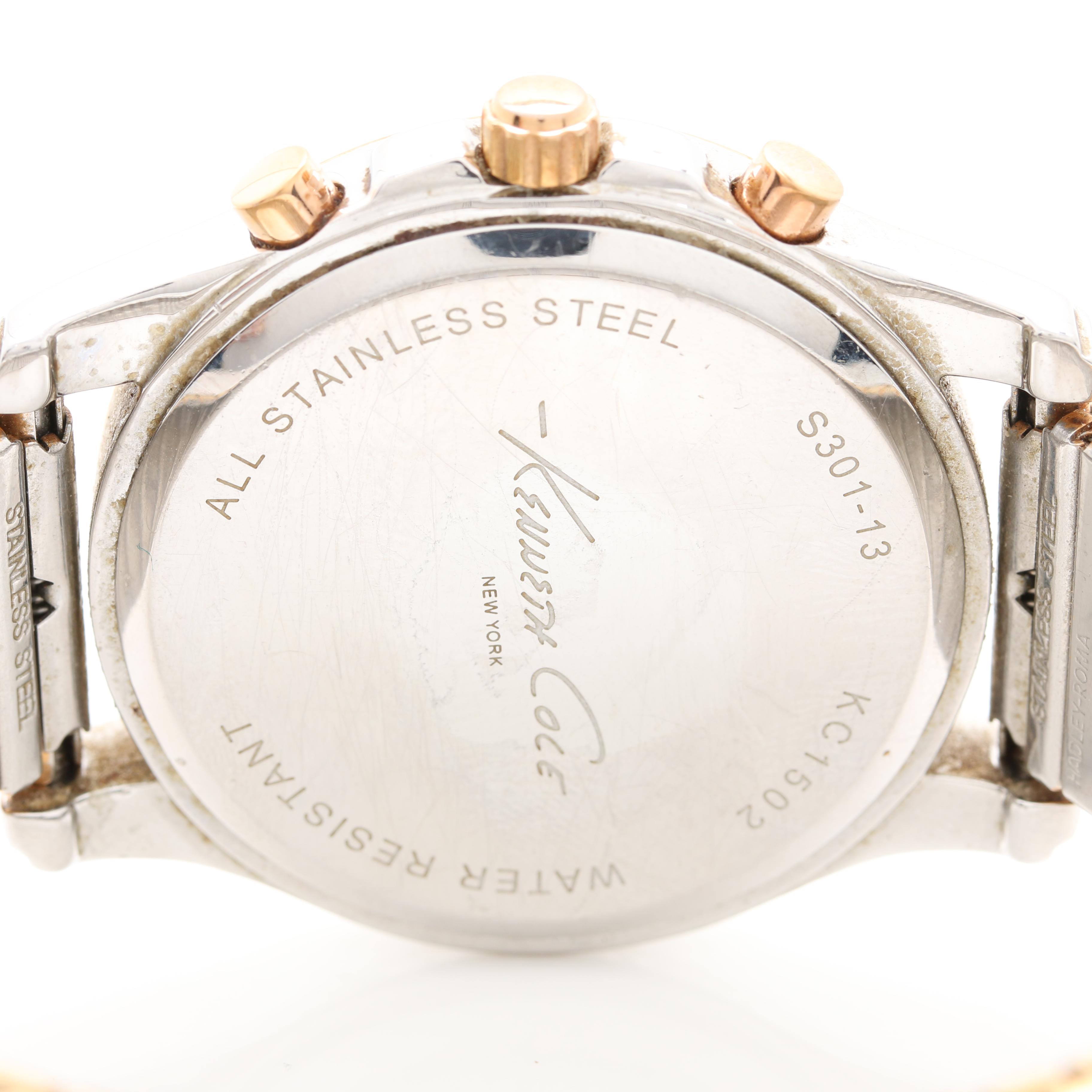 Kenneth Cole Gold-Tone Stainless Steel Black Dial Expansion Band Watch