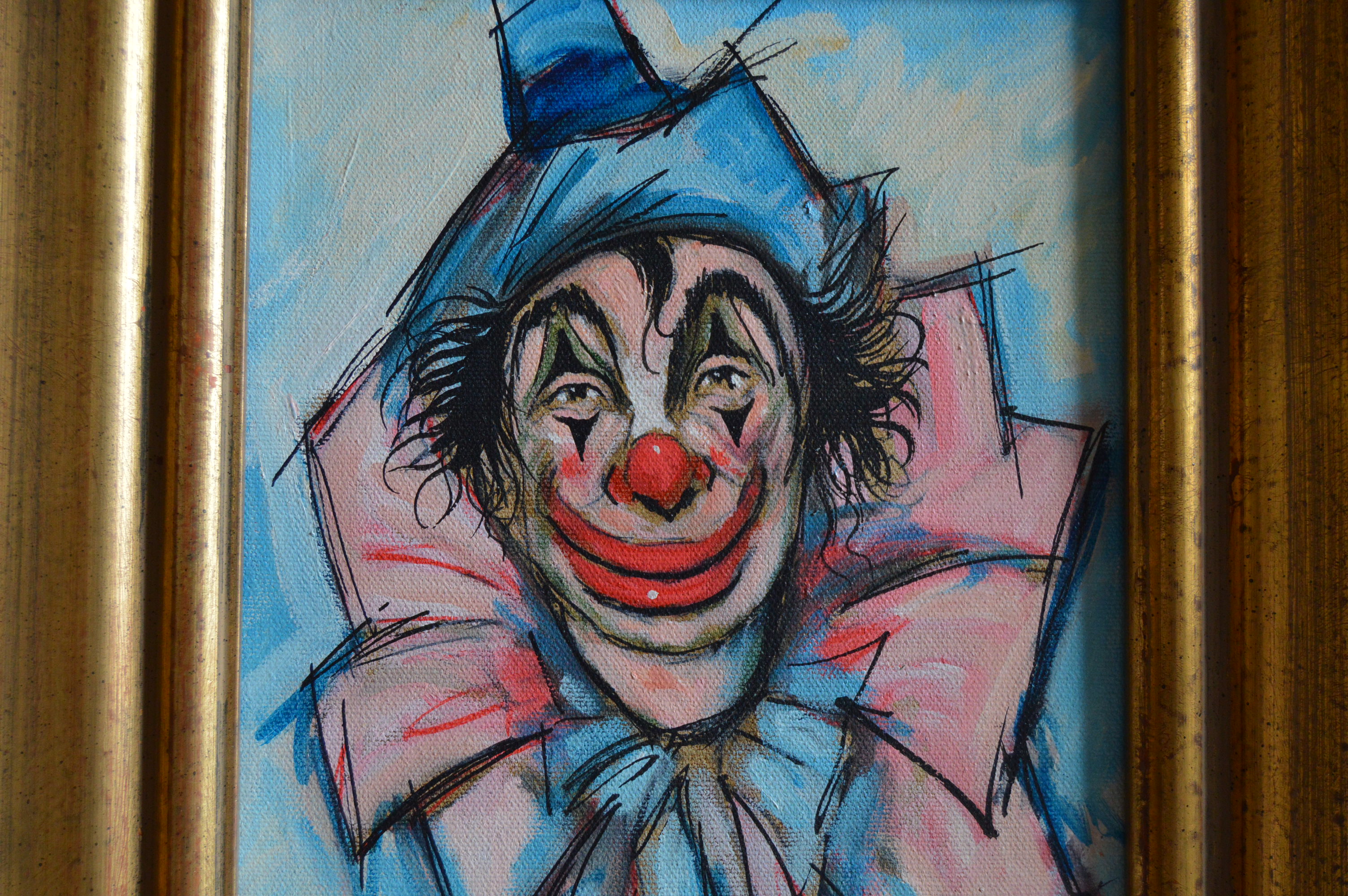 Louis Spiegel Original Clown Portrait Oil on Board