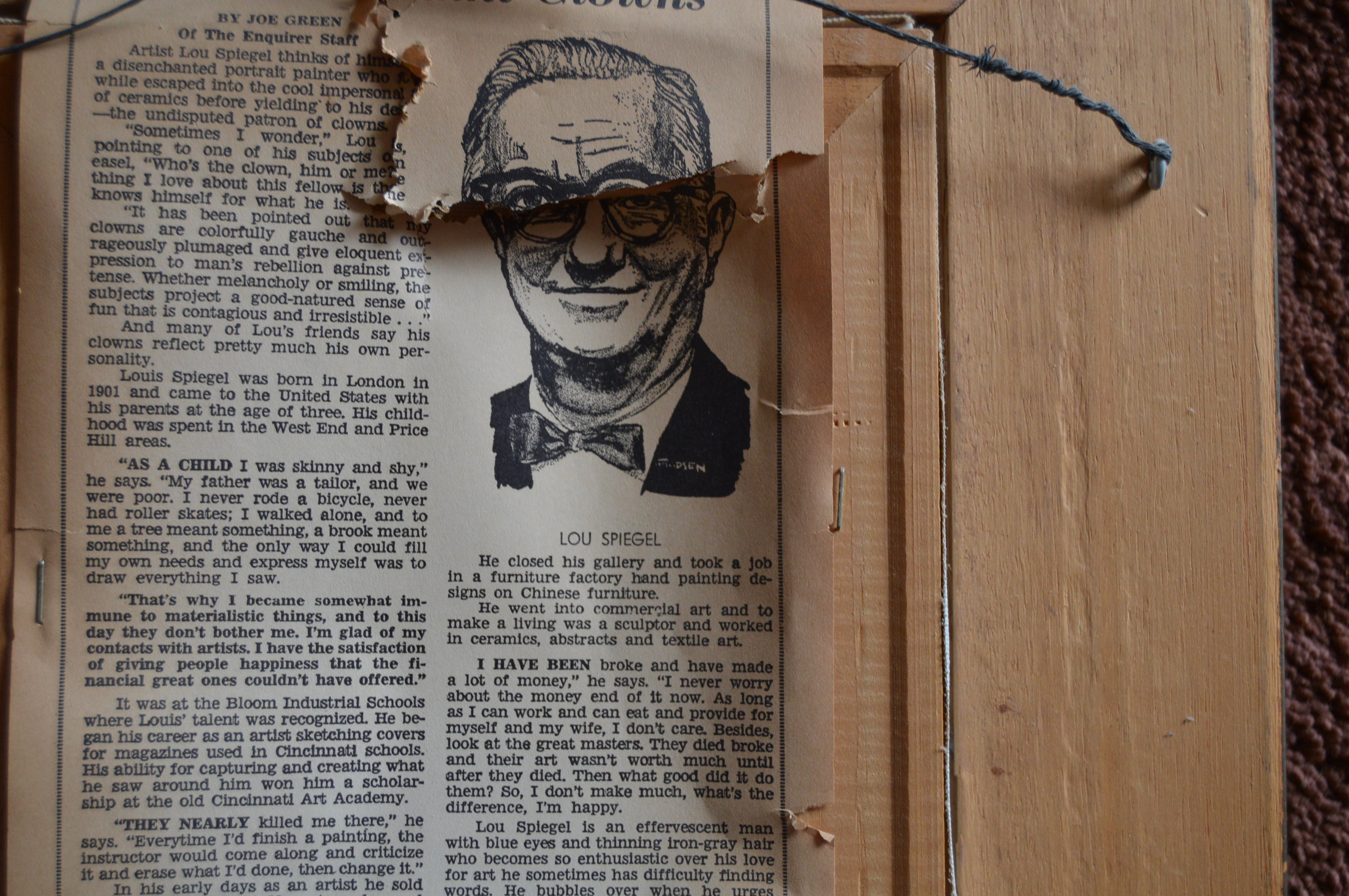 Louis Spiegel Original Clown Portrait Oil on Board