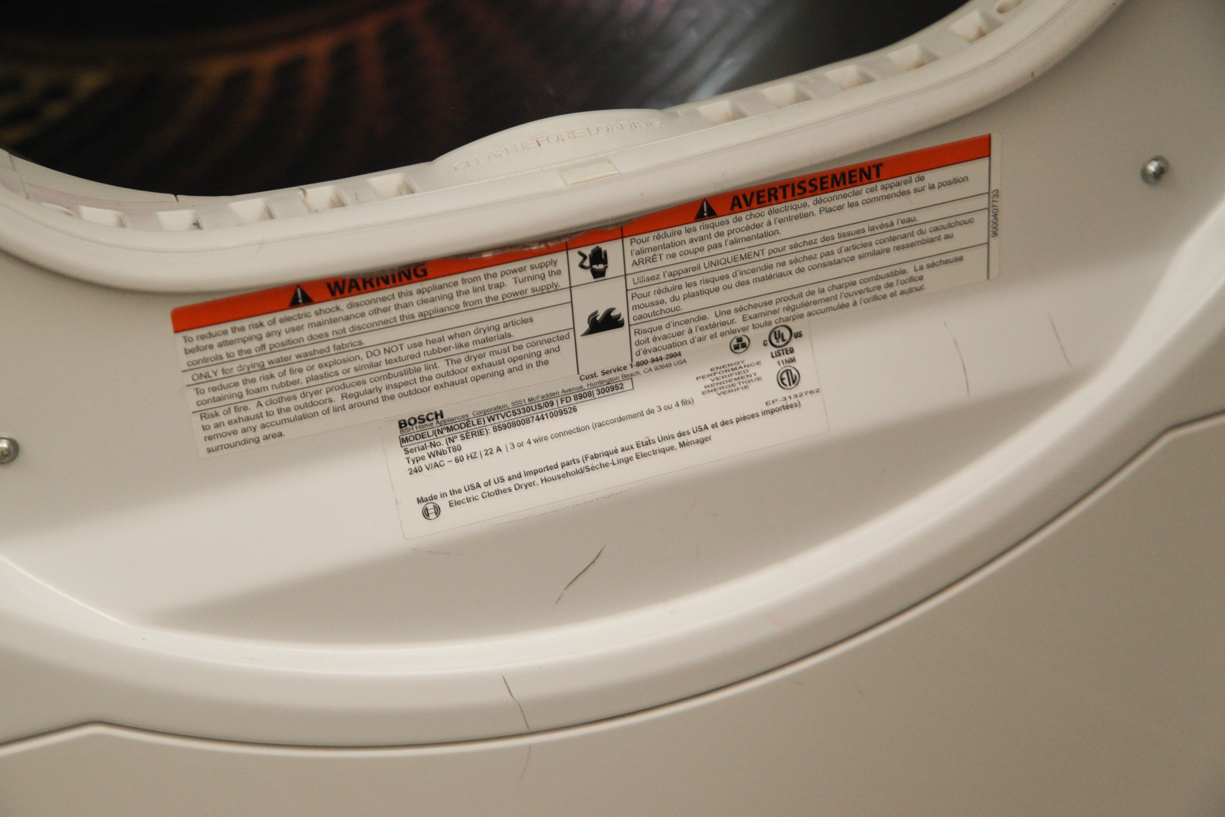 Bosch "Vision 500 Series" Dryer