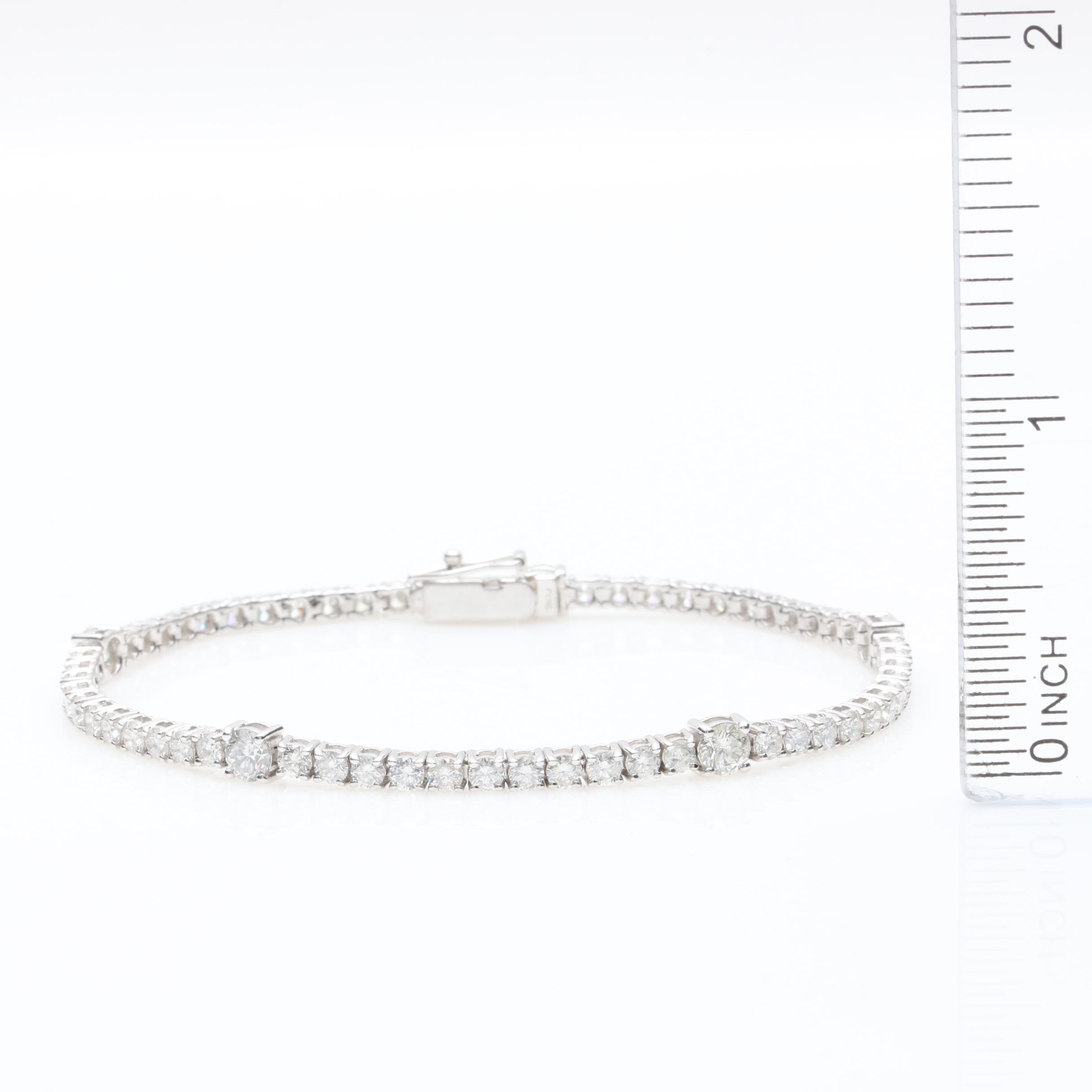 14K White Gold 3.80 CTW Diamond Tennis Bracelet