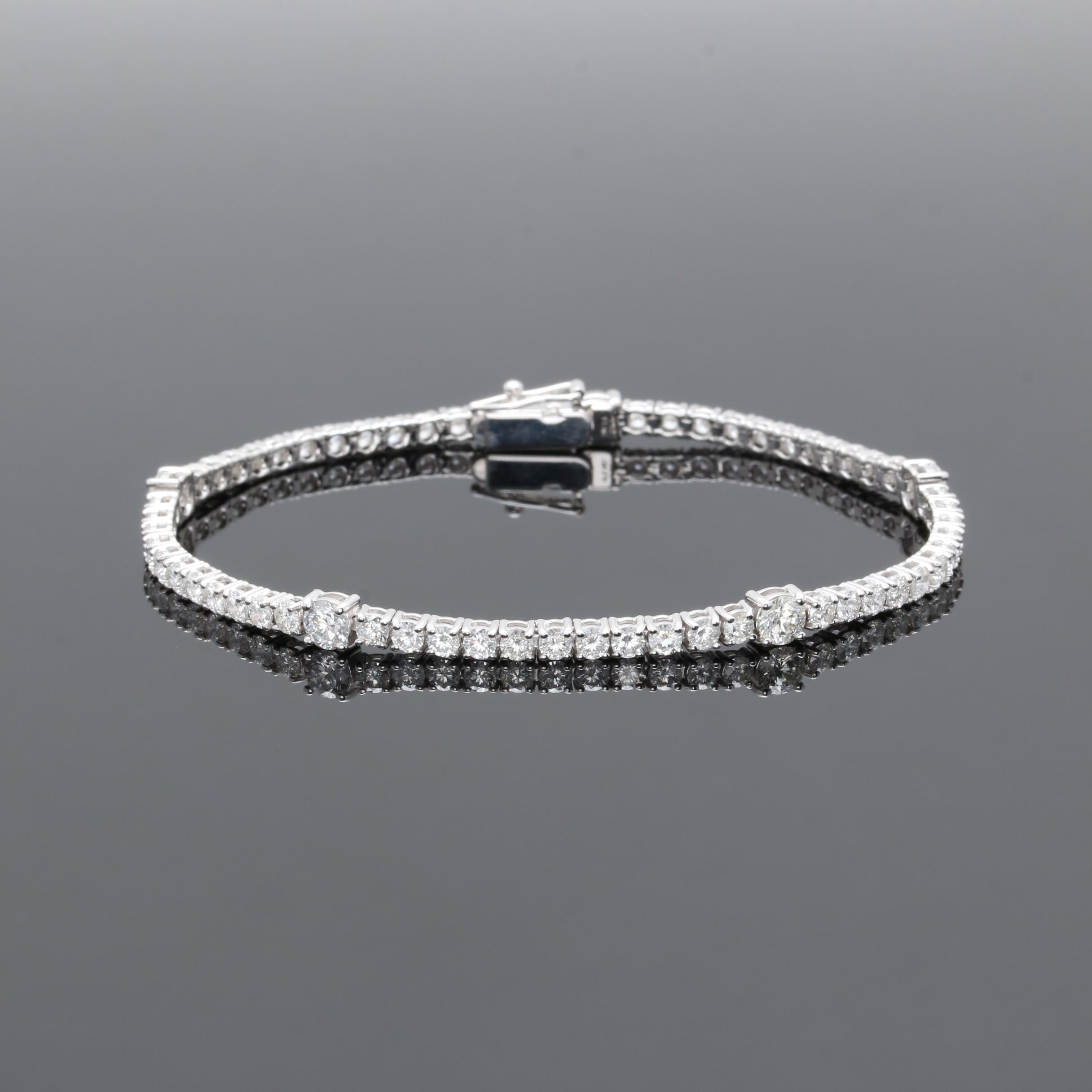 14K White Gold 3.80 CTW Diamond Tennis Bracelet