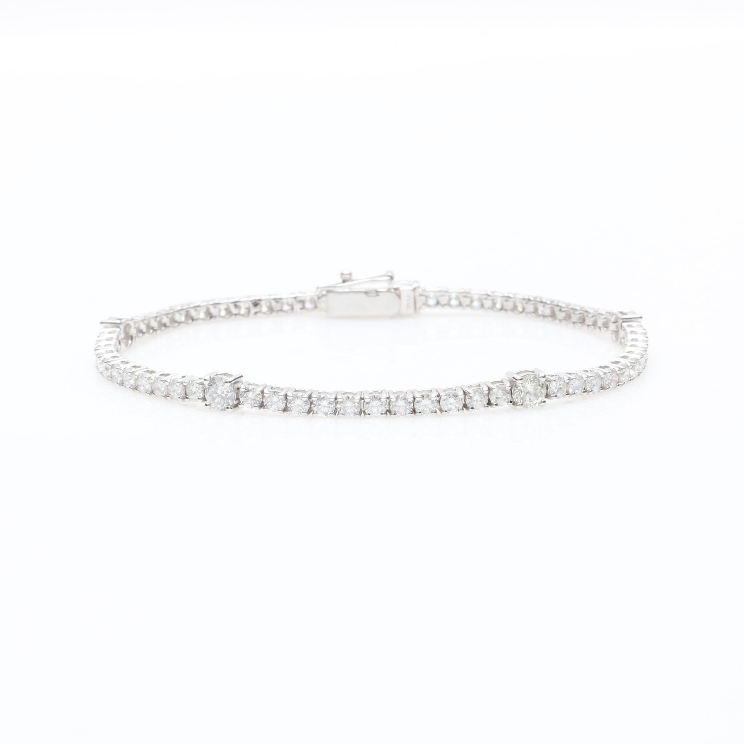 14K White Gold 3.80 CTW Diamond Tennis Bracelet