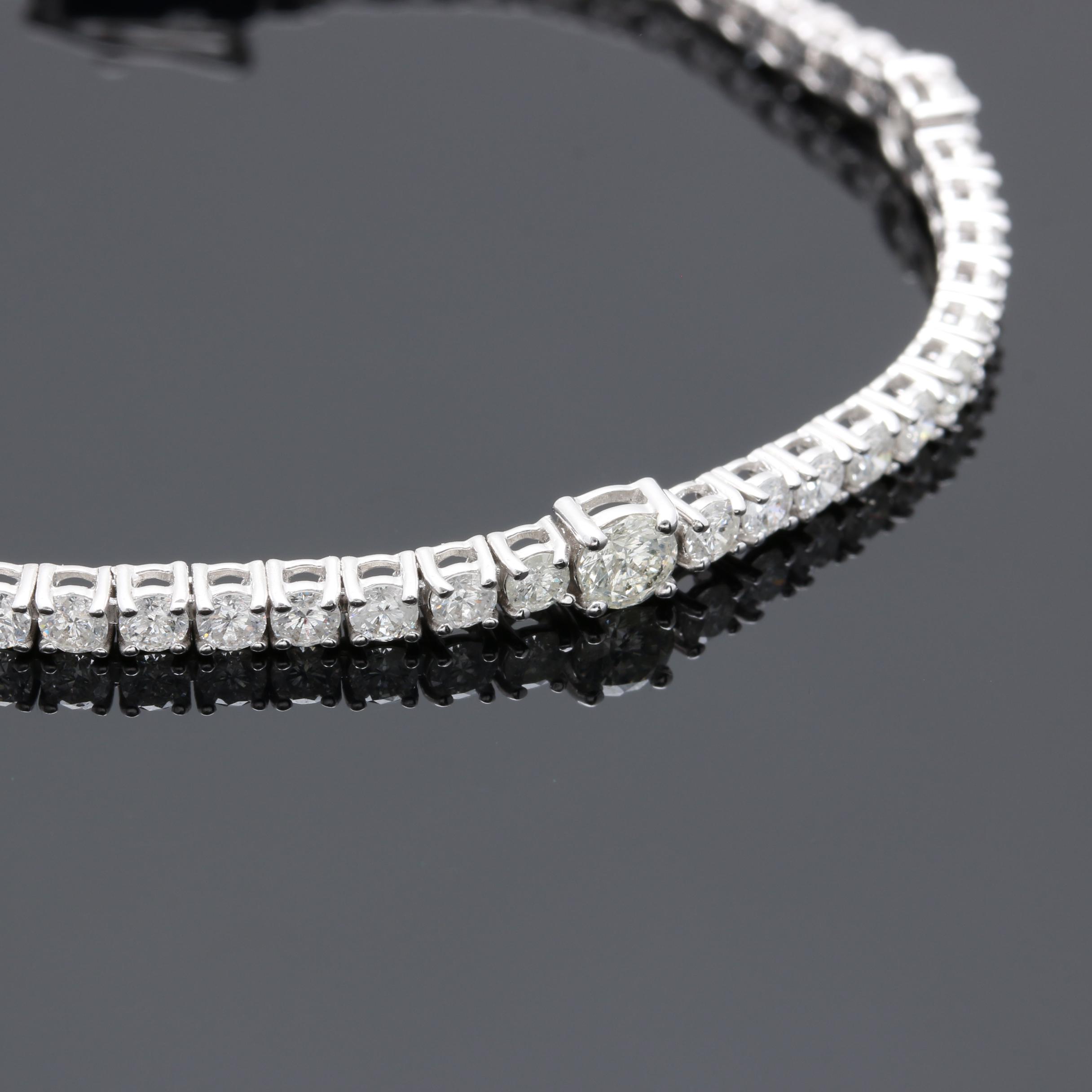 14K White Gold 3.80 CTW Diamond Tennis Bracelet