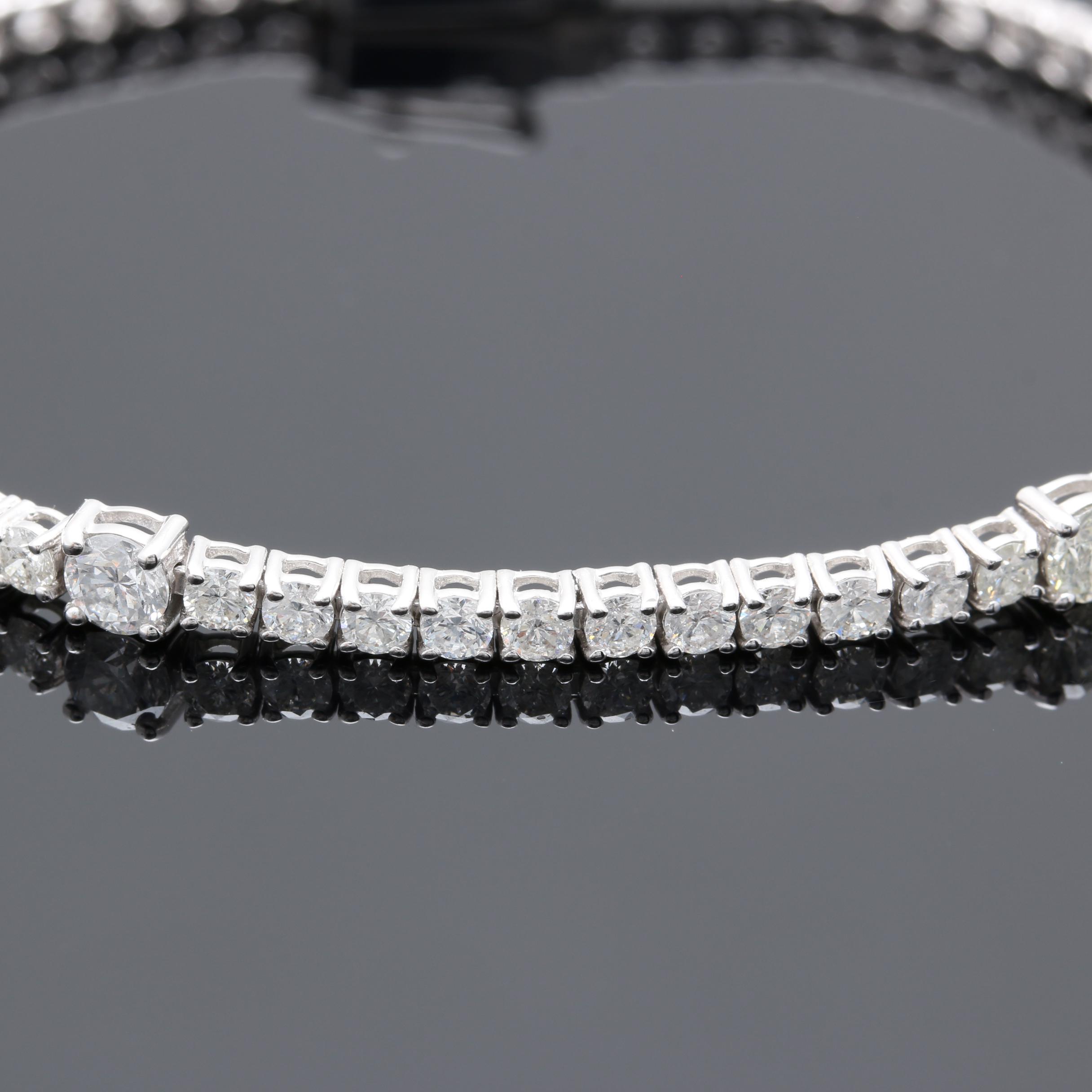 14K White Gold 3.80 CTW Diamond Tennis Bracelet