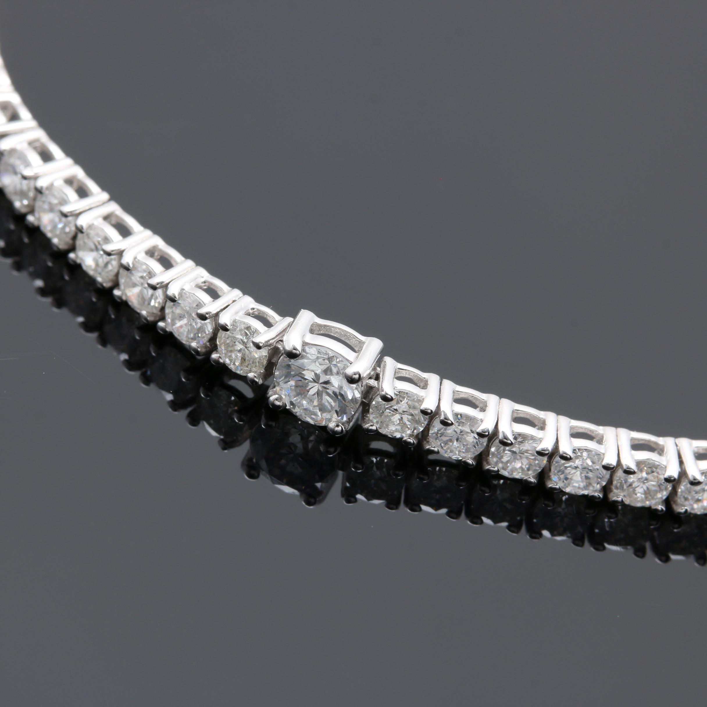 14K White Gold 3.80 CTW Diamond Tennis Bracelet