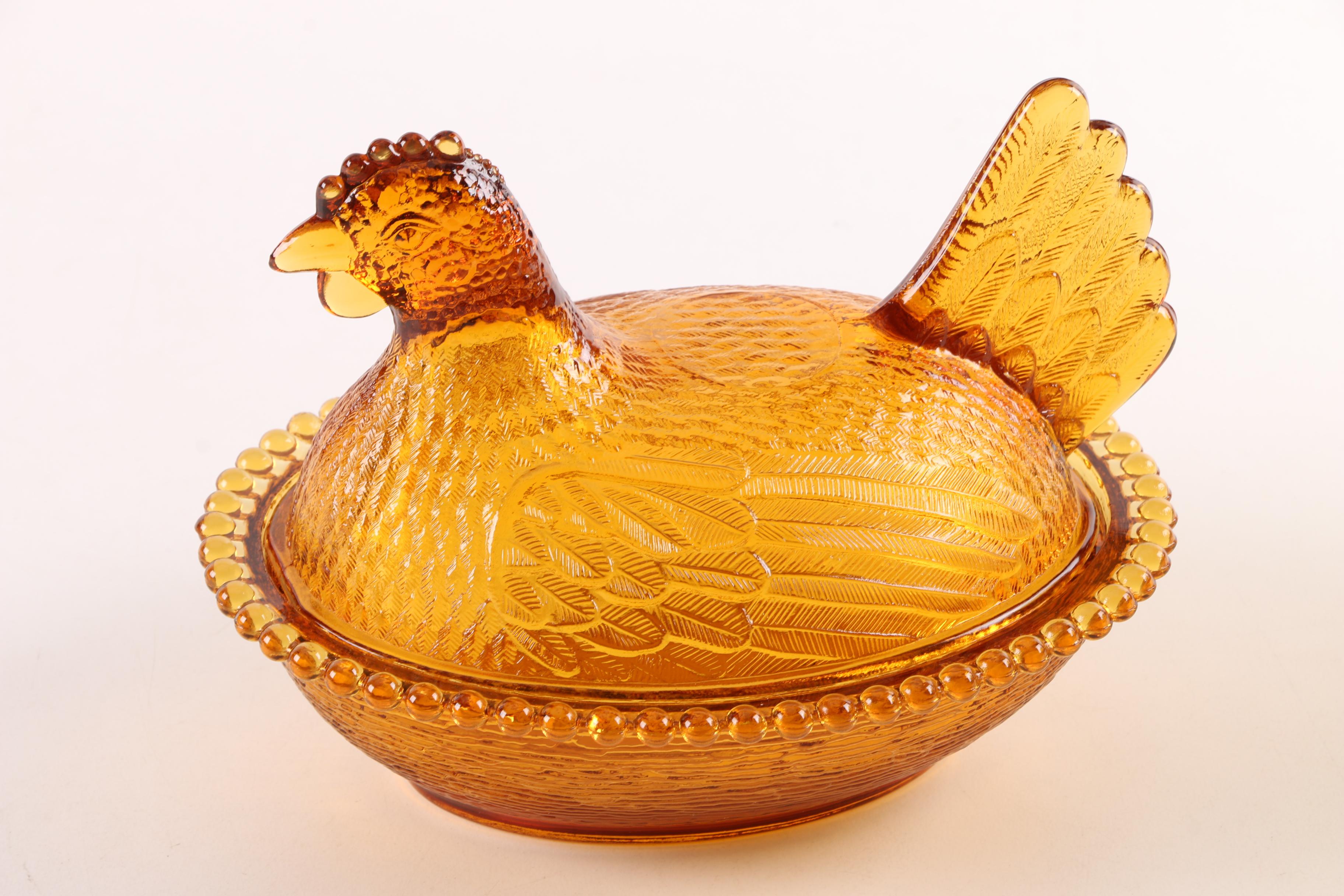 Collection of Vintage Amber Glass Tableware