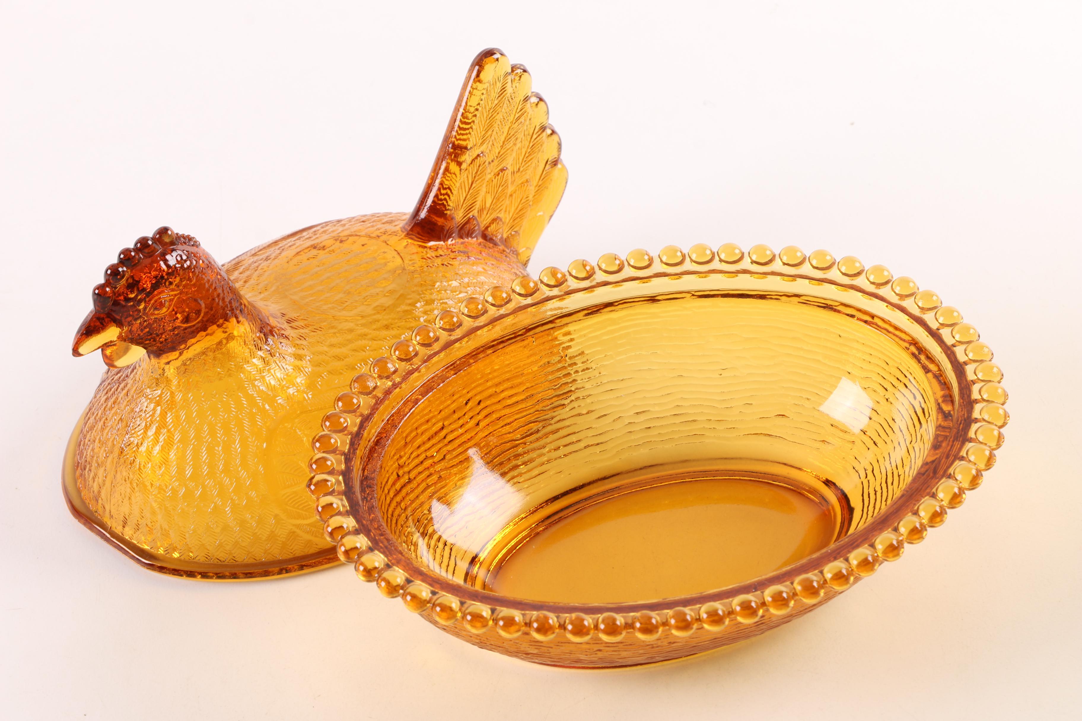 Collection of Vintage Amber Glass Tableware